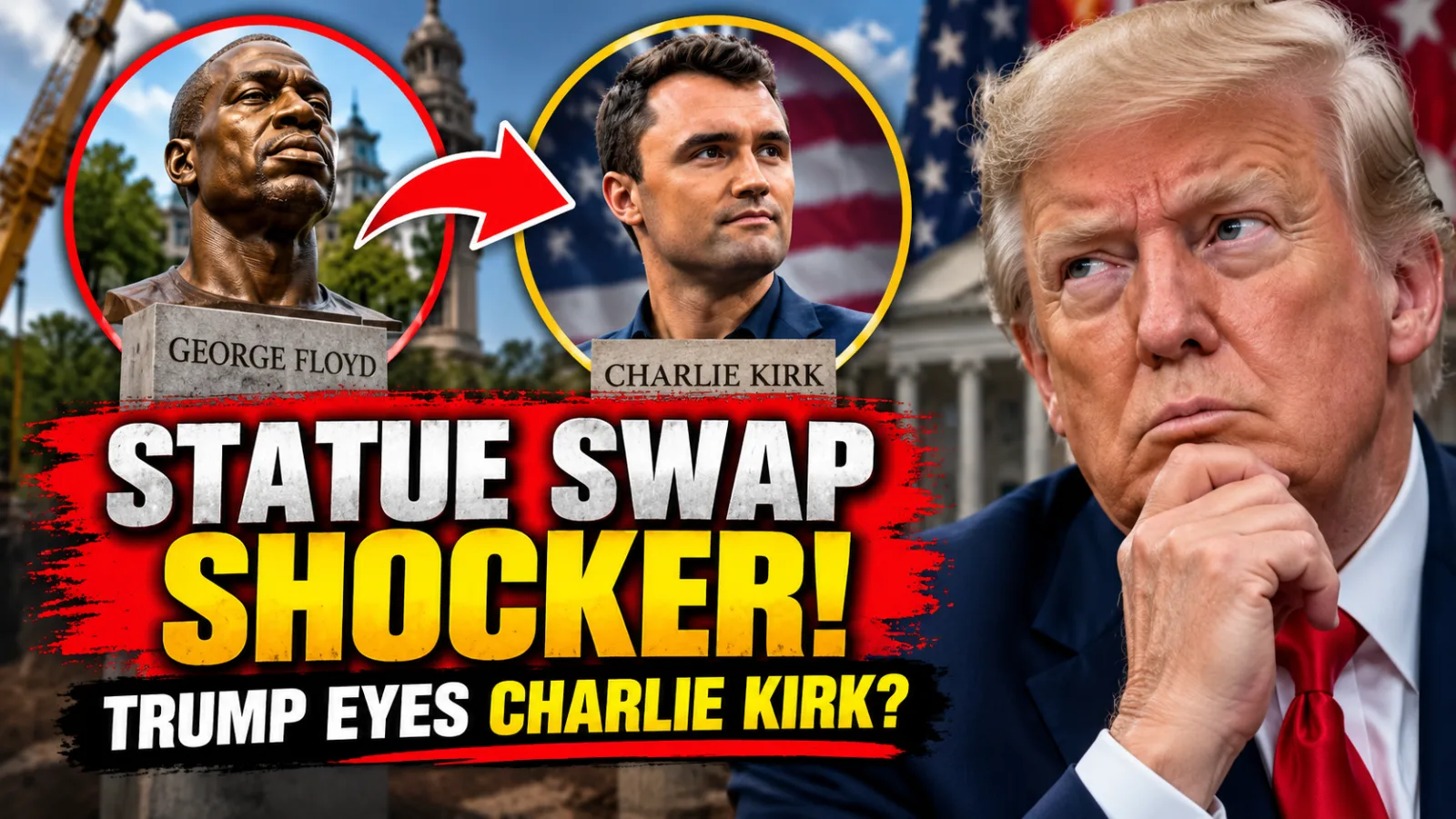🔥 TRUMP PUTS THE GEORGE FLOYD STATUE IN THE CROSSHAIRS — NOW TALK OF REPLACING IT WITH CHARLIE KIRK IS FUELING A FIERCE SHOWDOWN… |