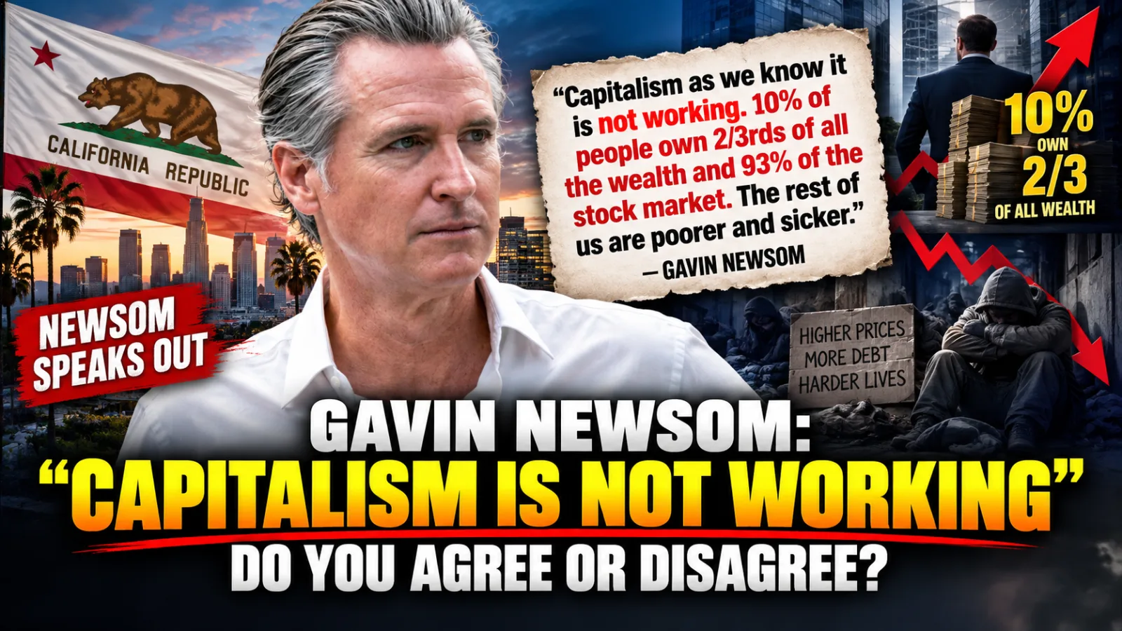 🚨 NEWSOM DECLARES “CAPITALISM IS NOT WORKING” — AND HIS WEALTH GAP CLAIM JUST IGNITED A MASSIVE POLITICAL FIRESTORM… |