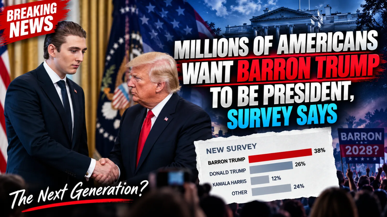 🔥 BARRON TRUMP WHITE HOUSE TALK BLOWS WIDE OPEN — AS A SURVEY CLAIM ABOUT MILLIONS OF SUPPORTERS FUELS PRESIDENTIAL BUZZ… |