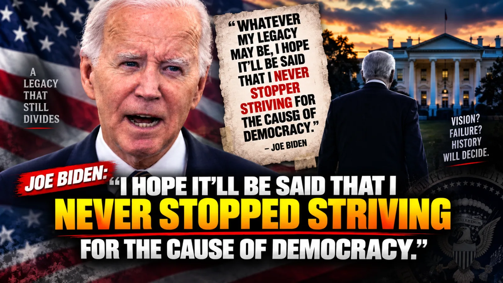 🔥 BIDEN MAKES HIS LEGACY PITCH — DECLARING “I NEVER STOPPED STRIVING FOR DEMOCRACY” AS THE DEBATE OVER HIS PRESIDENCY ROARS BACK… |