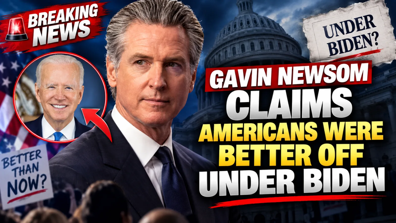 🚨 NEWSOM SAYS AMERICANS WERE BETTER OFF UNDER BIDEN — AND THE TRUMP-ERA COMPARISON JUST IGNITED A MASSIVE POLITICAL FIRESTORM… |
