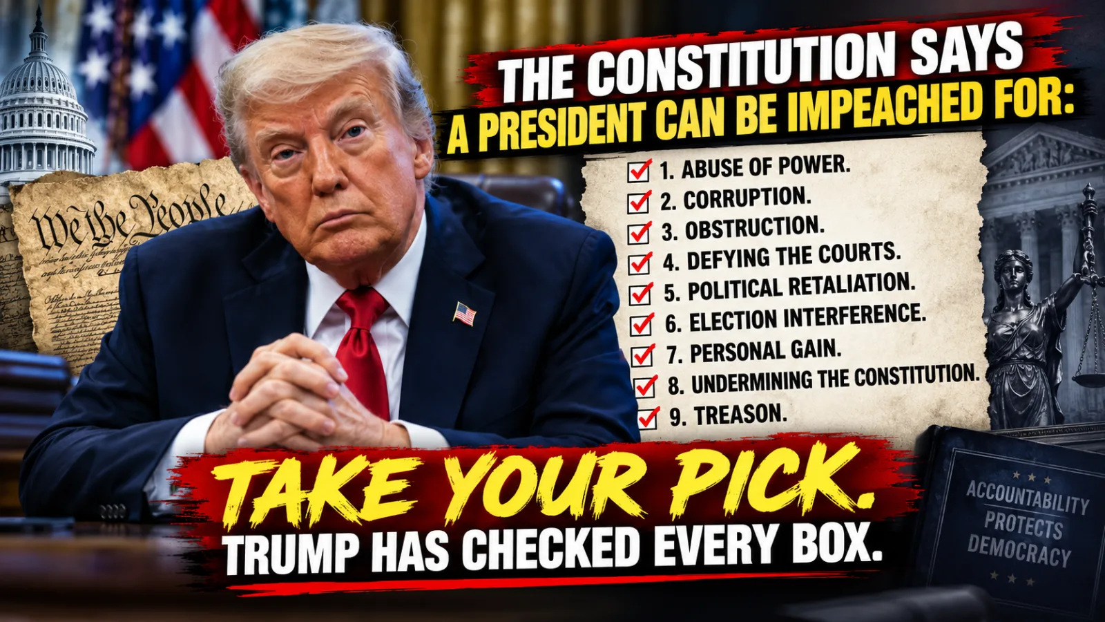 🚨 VIRAL TRUMP IMPEACHMENT CHECKLIST EXPLODES — AND ITS CONSTITUTIONAL CLAIMS JUST IGNITED A MASSIVE POLITICAL FIRESTORM… |