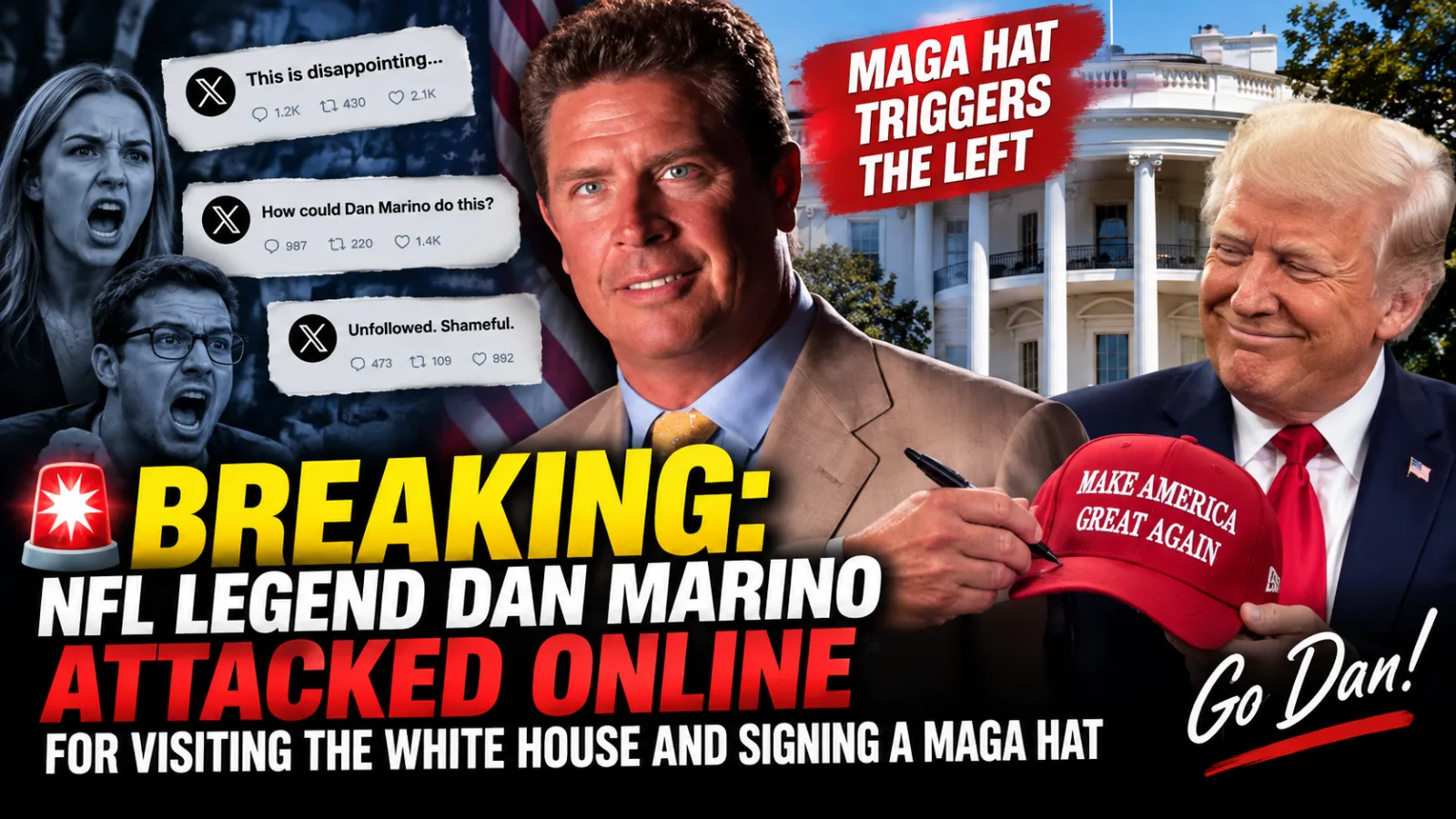🔥 DAN MARINO’S WHITE HOUSE VISIT BLOWS UP — AS A MAGA HAT SPARKS FIERCE BACKLASH AROUND THE NFL LEGEND… |