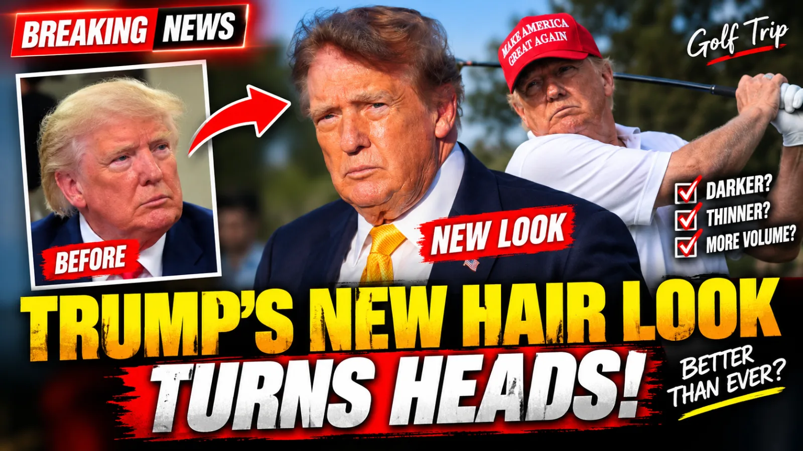 🔥 TRUMP DEBUTS A NOTICEABLY DIFFERENT HAIR LOOK — AND THE DARKER, THINNER STYLE HAS EVERYONE TALKING… |