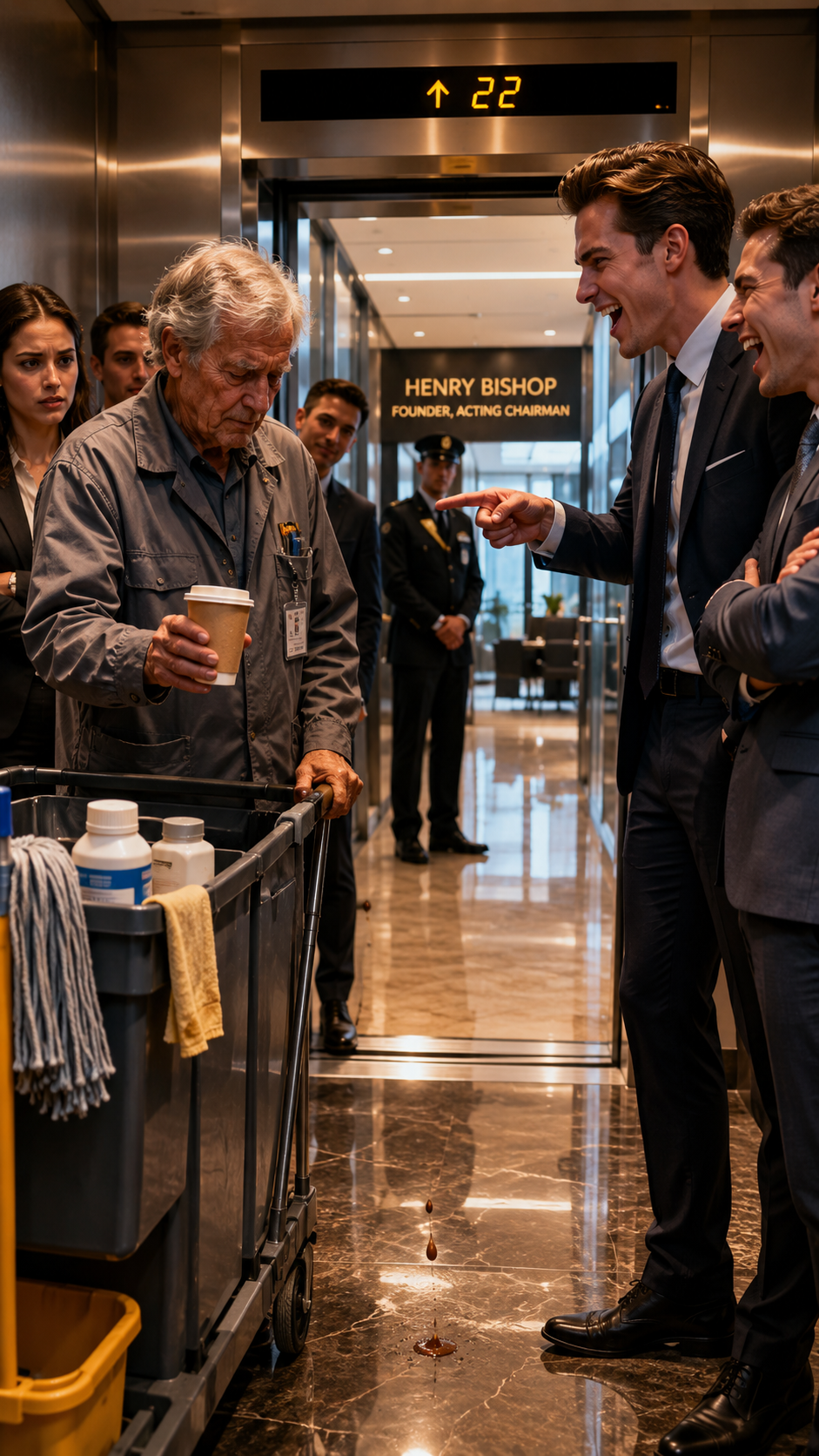 They Mocked the Shaky Old Janitor in the Elevator... Then He Walked Into the Corner Office as the Founder  hoặc