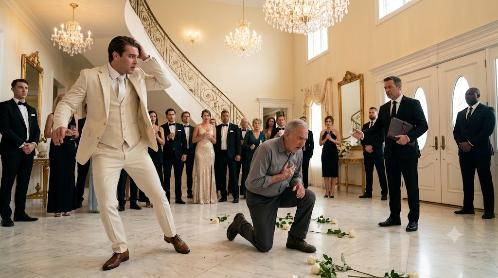 THE WHITE ROSES ON THE MARBLE FLOOR