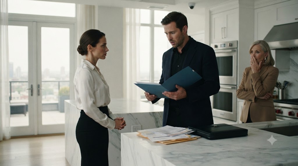 THE NOTICES IN HER HAND