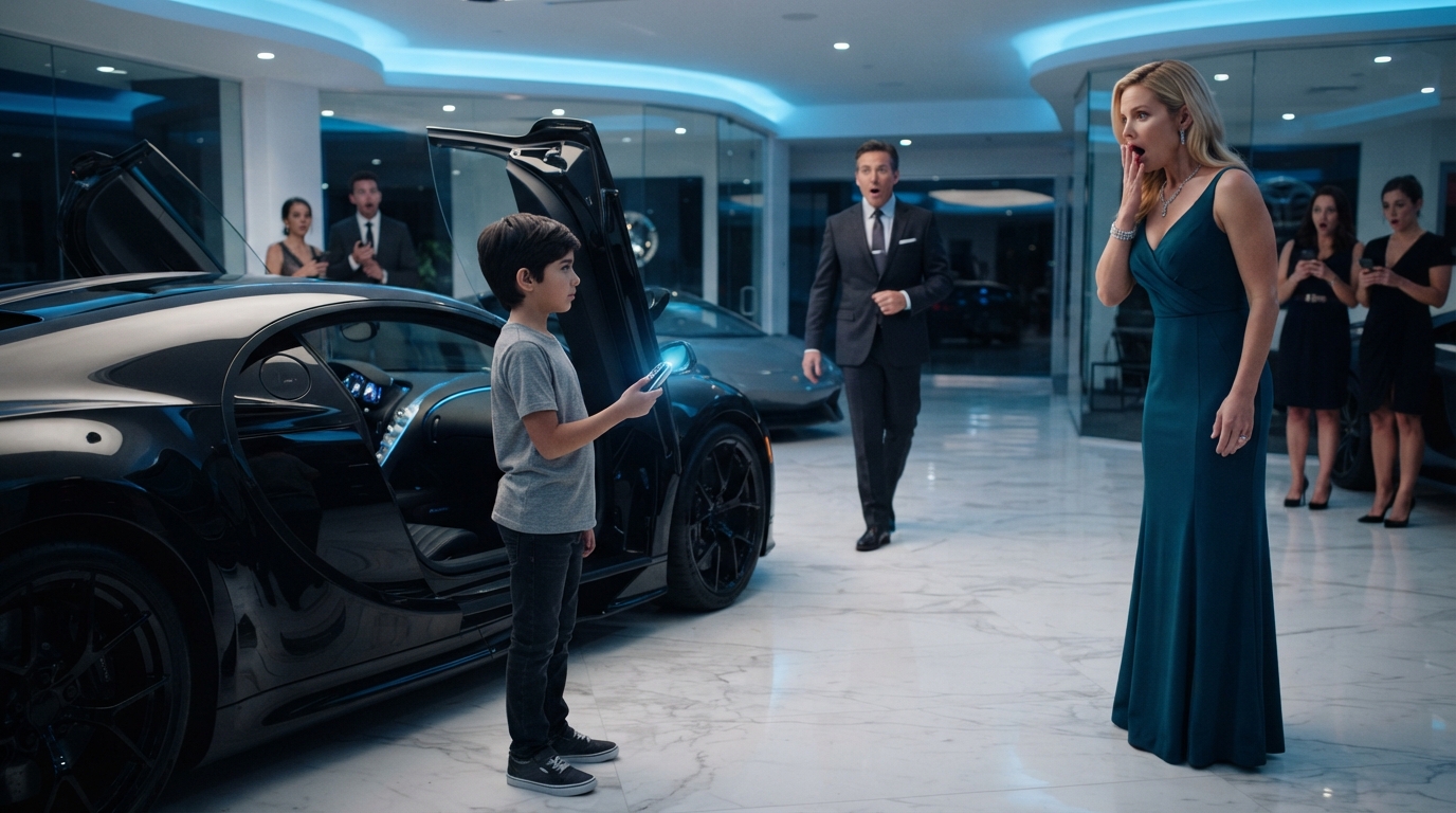 The Boy Beside the Bugatti Silenced the Showroom