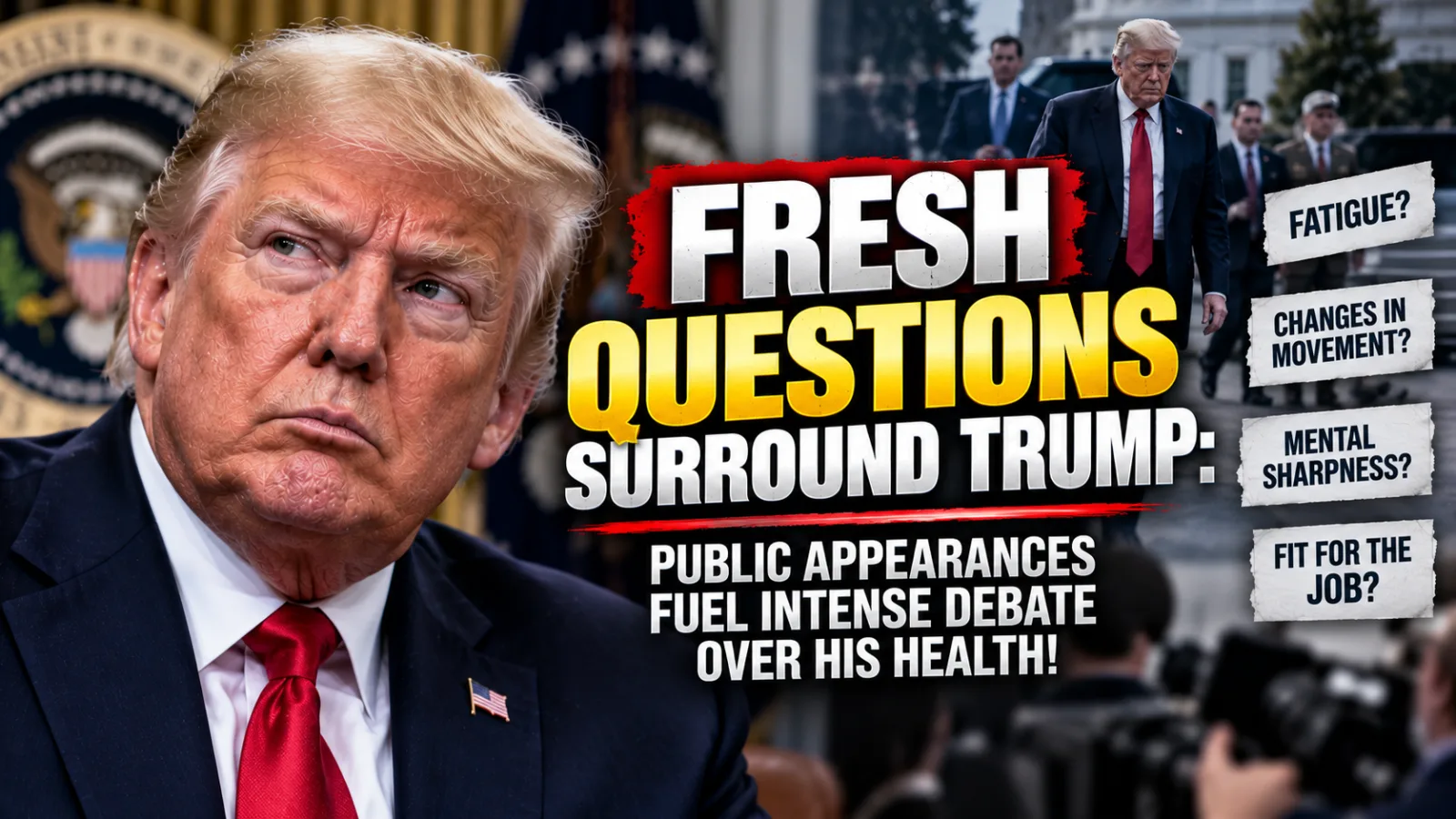 "FRESH QUESTIONS SURROUND TRUMP: Public Appearances Fuel Intense Debate Over His Health!"