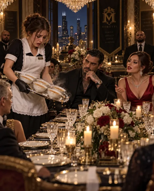 Twenty-three guests watched the maid serve dinner with one swollen hand hidden beneath a black glove—but nobody knew what she was carrying could destroy the mafia boss’s wedding.