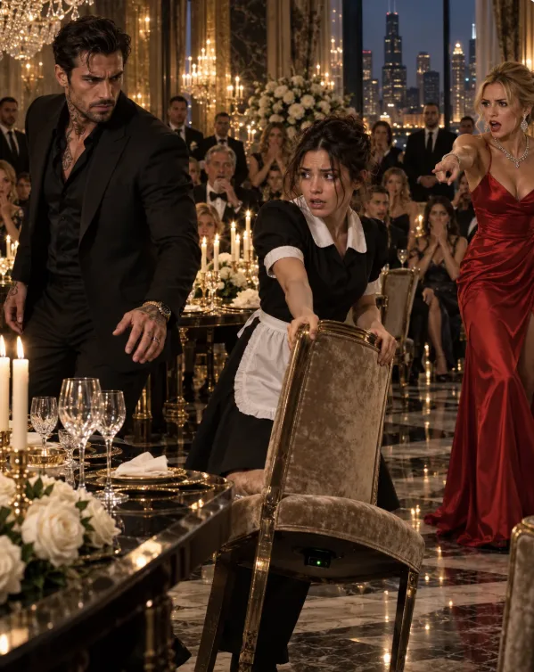 The mafia boss’s fiancée called the maid “stupid” for pulling his chair away in front of thirty guests—but what Grace found underneath made Luca order every door locked.