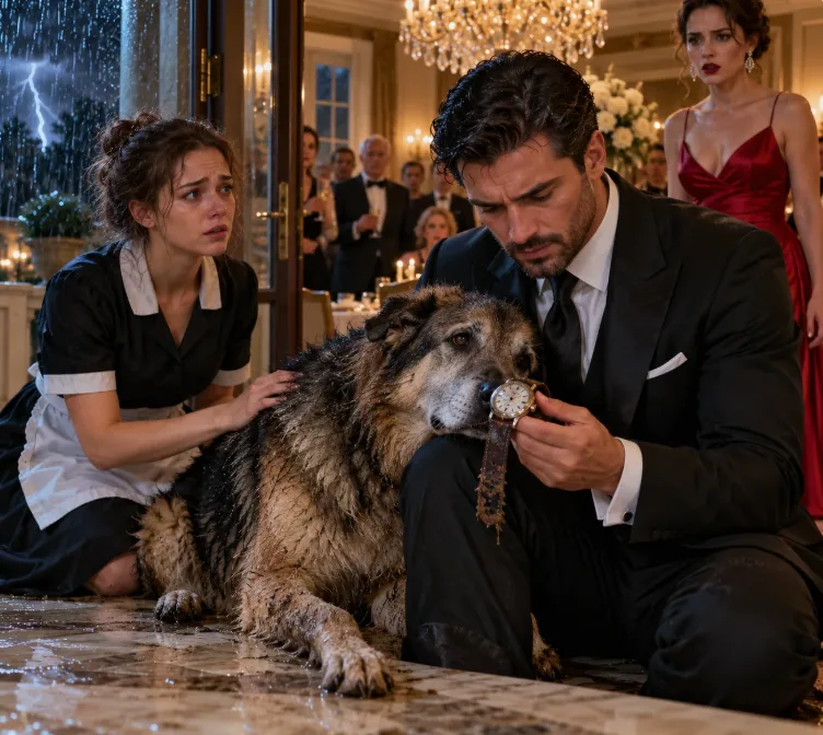 The mafia boss’s fiancée ordered his late father’s old dog left outside in a thunderstorm—but when Atlas crawled back carrying something in his teeth, Luca stopped the entire dinner.