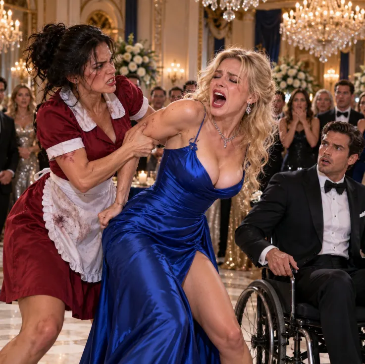 The billionaire’s fiancée raised her hand to slap him in front of 300 guests—but the quiet maid caught her wrist before it ever touched his face.