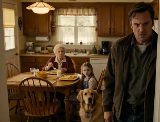 I came home early and found my ten-year-old daughter eating dinner on the kitchen floor beside our dog—while my mother sat at a six-chair table with two seats empty.