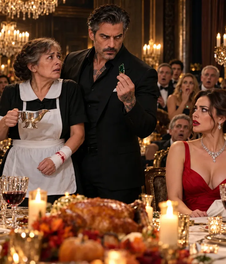 THE MAFIA BOSS NOTICED HIS 61-YEAR-OLD HOUSEKEEPER SERVING THANKSGIVING DINNER WITH ONE HAND—THEN HIS FIANCÉE EXPLAINED THE BANDAGE BEFORE HE HAD EVEN ASKED.