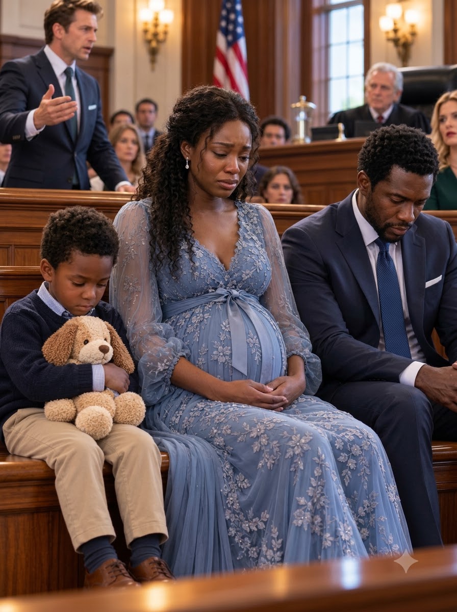 “Daddy, am I supposed to tell them what happened?”  Leo's voice was so small that the court reporter had to lean forward to hear him.  Julian gripped the edge of the table.  “Leo, sweetheart, you don't need to say anything.”  Judge Norris removed her glasses.  “Mr. Vance, the child will answer my questions. You will not coach him.”  Clara's fingers tightened around Julian's wrist.  I stood frozen beside my attorney, one hand pressed against the enormous curve of my stomach.  Leo looked at me.  For one terrible moment, I saw the same confusion in his eyes that I had seen the night I packed my belongings. He was six years old, and the adults he depended on had taught him that telling the truth could make someone angry.  I lowered myself into a chair as carefully as I could.  “It's okay, Leo,” I whispered. “You haven't done anything wrong.”  His lower lip trembled.  The judge softened her voice.  “What's your name, young man?”  “Leo Vance.”  “And how old are you?”  “Six.”  “Do you know why you're here?”  He looked at his father.  Julian shook his head almost imperceptibly.  Judge Norris noticed.  “Leo, you may look at me when you answer. You won't be punished for telling the truth.”  Leo hugged his rabbit against his chest.  “Daddy said I wasn't supposed to tell anybody about the papers.”  Julian shot to his feet.  “That's enough!”  “Mr. Vance!” the judge thundered. “Sit down immediately, or I will have you removed.”  Julian sat.  His face had lost all its color.  “What papers, Leo?” Judge Norris asked.  “The papers Daddy put in the brown bag. Clara said they were the papers that would make us rich.”  Clara stood abruptly.  “This is ridiculous. He's a child. He doesn't understand what he's saying.”  The judge turned toward her.  “Ms. Sterling, you have already been warned about interrupting this proceeding. Sit down and remain silent.”  Clara sank into her chair.  Leo's eyes filled with tears.  “I saw Daddy take papers from the office. He said Mommy wouldn't know because she was always at the doctor.”  My stomach tightened.  The office.  For months, Julian had insisted I was too emotional and too exhausted to understand his business. When I asked why our accounts were changing, he told me pregnancy had made me suspicious. When I questioned the unexplained withdrawals, he said the company was restructuring.  I had believed him more times than I wanted to admit.  Judge Norris leaned forward.  “Did you see what was written on the papers?”  Leo shook his head.  “Not all of it. But Clara said Mommy's name was on them.”  Clara's mouth opened.  Then closed.  Leo continued.  “She said Mommy was going to lose everything, and then Daddy could marry her.”  A collective gasp moved through the courtroom.  Julian stared at his son as though he had never seen him before.  I couldn't breathe properly.  Not because I was surprised that Julian wanted to marry Clara. I had known that for months.  It was the casual way Leo repeated the words that hurt most. He had been living in a house where adults discussed destroying his family as though it were a game.  Judge Norris turned toward the bailiff.  “Please escort the child to the witness waiting area with a court-appointed family services representative. He should have a trusted adult with him. No one is to question him about his statement without the appropriate safeguards.”  Leo looked frightened.  “Do I have to go?”  “You're not in trouble,” the judge assured him. “We're going to make sure you're safe.”  I rose instinctively.  “May I go with him?”  The judge looked at my attorney, then at me.  “Mrs. Vance, given the circumstances and your relationship with the child, I will permit you to accompany him while the representative remains present.”  I walked toward Leo slowly.  He ran into my arms.  The moment I felt his little body against mine, he began to sob.  “I'm sorry, Mommy Audrey.”  I held him as carefully as my pregnancy allowed.  “Why are you sorry, baby?”  “Daddy said you would be angry if you found out.”  I closed my eyes.  “Oh, Leo. You never have to be sorry for telling the truth.”  He buried his face against my shoulder.  And I realized that whatever happened to my marriage, this child had already lost too much.  ***  My name is Audrey Vance.  For seven years, I had believed that love meant standing beside someone even when life became difficult.  When Julian and I married, he was a struggling entrepreneur with a borrowed office, a used car, and a business plan that seemed to change every week. I worked as an accounts manager for a medical supply company. My salary covered our rent while he built his first contracting business.  I helped prepare invoices after work.  I reviewed budgets at midnight.  I spent weekends calling suppliers and negotiating payment schedules.  When Julian's business nearly collapsed after a major client failed to pay, I used my savings to keep his employees paid.  He promised that when we finally succeeded, we would build a life neither of us had to fear losing.  Then his company grew.  One contract became five. Five became an entire portfolio of construction and property-management projects. He hired accountants, executives, and lawyers. Our modest rental house became a beautiful home outside Kansas City.  I reduced my working hours after we married because Julian said he wanted us to start a family.  When his first wife died, he had become the sole parent of a little boy named Leo. I met Leo when he was barely two. He was shy, quiet, and frightened of unfamiliar people.  It took months before he let me brush his hair or read him a bedtime story.  The first time he called me Mommy Audrey, I cried in the laundry room so Julian wouldn't see.  I never tried to replace his biological mother. I simply loved him.  When I became pregnant with our daughter, Leo put his hand against my stomach and announced that he would teach his sister how to build towers with blocks.  I believed we were becoming a family.  Then Julian started coming home late.  His phone became a permanent extension of his hand. Business dinners appeared on weekends. Passwords changed. Statements arrived late, and money moved between accounts I had never seen before.  When I asked questions, he accused me of being insecure.  When I became visibly pregnant, he said I was making everything about myself.  Then, four months before the divorce hearing, I found a receipt for a diamond necklace in his jacket.  It was not a gift for me.  The name on the delivery confirmation was Clara Sterling.  Clara had been Julian's executive assistant. She was beautiful, ambitious, and skilled at making every person in a room feel as though she had chosen to notice them.  When I confronted Julian, he didn't deny the affair.  He simply looked at me and said, “I don't want to spend the rest of my life pretending we're happy.”  I asked whether he had fallen in love with her.  He answered, “It doesn't matter.”  That was the moment my marriage ended.  Not when I discovered the necklace.  Not when I learned about the hotel bookings.  When the man I had supported through every failure looked me in the eyes and told me that the years I had invested in him were irrelevant.  I moved into the guest room.  Two weeks later, he filed for divorce.  His attorney arrived with documents that described our assets as primarily his business property. Julian claimed the company had been built independently, that my financial contributions had been gifts between spouses, and that most of the money in our accounts was needed to sustain operations.  My attorney warned me that the case could become expensive.  Julian's company employed hundreds of people through its contractors and subsidiaries. He had access to legal resources I couldn't match without draining every dollar I had.  And I was eight months pregnant.  I had a baby to deliver, a six-year-old child who needed stability, and no desire to spend the next year fighting in court while Julian's lawyers challenged every medical expense.  So I told my attorney I wanted a settlement that would let me leave safely and preserve what mattered most: a stable home for the children and a chance to rebuild my life.  Julian interpreted that as weakness.  He offered me the house, the savings, and the vehicles in exchange for surrendering any claim to his company.  Then he changed the terms.  The house had a substantial mortgage. The savings account had less money than the statements had suggested. One vehicle was leased through the company. The other carried a loan.  The documents were designed to make me appear generous while transferring the real financial burden to me.  When I objected, Julian's attorney produced a revised proposal and said I could either accept it or prepare for a prolonged dispute.  Clara attended the meetings.  She sat beside Julian, looking at me with a smile that made me feel as though I had become an obstacle she had already stepped over.  “You should take the offer,” she told me during one meeting. “You have a baby coming. You don't need all this stress.”  I looked at her.  “You're advising me about stress?”  She smiled.  “I'm trying to be practical.”  I wanted to throw the documents across the table.  Instead, I went home and cried until I fell asleep.  The next morning, I called my attorney and asked him to negotiate a clean break.  I believed I was surrendering money.  I did not yet understand that Julian had been trying to make me surrender the truth.  ***  When I returned to the courtroom, Leo was waiting with a family services representative.  He held his stuffed rabbit in his lap and looked exhausted.  I sat beside him.  “Are you okay?” I asked.  He nodded, but his eyes stayed on the floor.  “Can I ask you something?”  “Anything.”  “Are you and Daddy going to stop being my parents?”  My heart cracked.  “No, sweetheart. Adults can stop being married, but that doesn't mean they stop loving their children.”  He stared at his shoes.  “Daddy said you were leaving because you didn't want us anymore.”  For a moment, I couldn't speak.  Then I gently turned his face toward mine.  “I am not leaving you. I love you. I have loved you since you were a little boy who hid behind the sofa whenever someone knocked on the door.”  He gave a tiny, broken laugh.  “You used to bring me crackers.”  “I did. And you used to put them in your pockets and forget about them.”  He almost smiled.  “Daddy said if I told anyone about the papers, you would take me away.”  I felt cold all over.  “Did he say that to you directly?”  Leo nodded.  “He said you would get angry and take me to another house. Clara said I would never see Daddy again if I told.”  I looked toward the representative.  She was listening carefully and taking notes.  I understood why the judge had insisted on safeguards. Leo was not a tool to be used against Julian. He was a child who needed protection from the conflict adults had created around him.  I held his hand.  “You are not responsible for what happens between me and Daddy. You don't have to choose sides. You only have to tell the truth when a safe adult asks you a question.”  He nodded slowly.  Then he whispered, “I want my sister to be safe.”  I pressed his hand to my cheek.  “She will be.”  I didn't know how I could promise that.  But I would spend the rest of my life trying to keep it.  ***  Back in court, Judge Norris ordered a recess while the parties' attorneys reviewed the new information.  My lawyer, Daniel Brooks, sat beside me with a notepad.  “This changes the financial issues substantially,” he said quietly.  “How?”  “If Julian used false statements or unauthorized documents to move marital assets, the court will need to consider that before approving any settlement. We also need to examine whether the proposed agreement actually reflects the assets and liabilities.”  “Can he go to jail?”  Daniel looked at me carefully.  “That depends on what the evidence shows and whether any criminal conduct occurred. This courtroom is handling the divorce, not a criminal trial. We shouldn't jump to conclusions.”  I appreciated that answer.  I did not want revenge at any cost.  I wanted the truth.  When the hearing resumed, Julian's attorney argued that Leo's statements were unreliable because he was young and had misunderstood adult conversations.  Judge Norris listened without interrupting.  Then she said, “A child's age is a reason to handle his statements carefully, not a reason to dismiss them automatically. The court will not treat his account as proof of every allegation, but the statements raise serious questions that must be investigated before I approve a final financial settlement.”  Julian's attorney requested a private conference.  The judge refused to finalize the divorce that day.  She ordered a temporary pause on the disputed settlement terms, directed the parties to preserve relevant financial records, and instructed the attorneys to arrange an independent review of the marital assets and business interests.  She also ordered an immediate family assessment to determine what arrangements would best protect Leo and the unborn child, including whether any temporary restrictions or safeguards were necessary while the allegations were investigated.  Julian looked furious.  Clara looked terrified.  For the first time in months, neither of them seemed certain what would happen next.  As the judge prepared to adjourn, Julian stood.  “Your Honor, this is a personal vendetta. Audrey has manipulated my son because she wants my money.”  I turned toward him.  I had spent months swallowing his accusations because I was tired, pregnant, and afraid of what a prolonged fight might do to my children.  But I was done allowing him to define my intentions.  “I didn't bring Leo here to hurt you,” I said. “I didn't even know he had heard those conversations. I agreed to give up the business because I wanted to leave this marriage peacefully. If there are questions about the money, investigate them. But don't tell this court that I made my son say something he was afraid to say.”  Julian's face tightened.  “You've always been good at making yourself look innocent.”  “And you've always mistaken my silence for permission.”  The courtroom went quiet.  Judge Norris looked at both of us.  “That's enough. This court will determine the facts through evidence, not through accusations.”  Her gavel struck.  The hearing was over.  But the fight had only begun.  ***  The following week was a blur of appointments, document requests, and sleepless nights.  Daniel's team reviewed our bank statements, mortgage records, business filings, and the proposed settlement.  The first discovery was simple.  The savings account Julian had described as nearly empty had been reduced through a series of transfers to an investment company connected to one of his business associates.  The second discovery was more troubling.  A property owned by Julian's company had been sold shortly before he filed for divorce. The sale proceeds were not reflected in the financial summary provided to my attorney.  The third discovery involved the brown bag Leo had described.  An employee at Julian's office confirmed that he had seen Julian carrying a folder containing financial documents out of the building on the evening Leo mentioned. The employee did not know what the documents contained, but he had noticed that several files were missing from the shared accounting cabinet the following morning.  None of these details proved that Julian had committed a crime.  Together, however, they justified a deeper examination of his finances.  A court-appointed financial examiner was brought in to review the disputed transactions. My attorney also requested that the company preserve emails and accounting records relevant to the settlement.  Julian responded by accusing me of trying to destroy his business.  I didn't answer.  For once, I let the documents speak.  Meanwhile, Leo began meeting with a child therapist who specialized in helping children navigate family separation. The therapist explained that children sometimes feel responsible for adult conflicts and may repeat statements because they fear disappointing someone they love.  She advised us not to question Leo repeatedly about what he had seen.  “He has already carried too much,” she told me. “The adults need to take responsibility for finding the facts.”  I agreed.  I stopped asking about the papers.  Instead, I asked about school, his favorite cartoons, and what he wanted to teach his baby sister.  He decided he would teach her how to build the tallest block tower in Missouri.  I told him that sounded like a reasonable ambition.  He looked relieved.  Then he asked, “Can Daddy still come to my birthday?”  I sat beside him on the sofa.  “That depends on what the adults decide is safe and appropriate. But you don't have to stop loving your daddy.”  He looked at me for a long time.  “Even if he did something wrong?”  “Yes, sweetheart. You can love someone and still know that what they did was wrong.”  He leaned against me.  “I think that's hard.”  “It is.”  “Being a grown-up sounds terrible.”  I laughed despite myself.  “Sometimes it is.”  He smiled.  And for a few minutes, the future felt less frightening.  ***  Three weeks after the hearing, the financial examiner requested an emergency meeting with the attorneys.  Daniel called me that evening.  “We found evidence that the proposed settlement did not accurately disclose all the assets,” he said.  I sat down.  “What does that mean?”  “It means you should not sign the agreement as written. There are substantial transactions that need to be traced, and some may affect the division of marital property.”  “Can we recover the money?”  “Possibly. That will depend on the final findings, the applicable law, and whether the assets can be traced and recovered.”  I closed my eyes.  For months, I had believed that walking away empty-handed was the only way to stop Julian from hurting me.  Now I understood that my willingness to surrender everything had nearly allowed him to avoid answering important questions.  “Daniel, I don't want to take anything that isn't mine.”  “I know.”  “I don't want to destroy his business, either.”  “Then we will focus on accurate disclosure and a fair resolution. The court can decide what follows from the evidence.”  After we ended the call, I sat in the nursery Julian and I had once planned together.  The walls were painted pale yellow. A small white crib stood beside the window. I had chosen the curtains before the affair, back when I believed our daughter's arrival would bring us closer.  I placed my hand over my stomach.  “I'm sorry,” I whispered to the baby.  She kicked.  I laughed softly through my tears.  “No. You don't need to apologize. None of this is your fault.”  I realized then that I had been grieving not only my marriage but also the future I had imagined.  The family dinners.  The school mornings.  The birthdays.  The ordinary years I thought Julian and I would share.  I could not save that future.  But I could build another one.  And I would not let fear decide what it looked like.  ***  The second hearing took place five weeks later.  By then, I was nearly nine months pregnant.  Julian arrived with two attorneys and a new expression of confidence. He had apparently decided that the financial review would produce nothing significant.  Clara was not present.  Daniel sat beside me with several binders of evidence.  The financial examiner testified that the original settlement summary had omitted material transactions, including the proceeds from the property sale and transfers involving the investment company.  He was careful with his language.  He did not accuse Julian of a crime. He explained that the records were incomplete, that certain transfers lacked adequate supporting documentation, and that the marital asset picture was materially different from the one presented during the initial negotiations.  Julian's attorney challenged his conclusions.  The examiner stood by them.  Then the judge reviewed a set of messages obtained through the proper legal process.  One message from Julian to Clara read:  Once the divorce is final, Audrey will have no claim to the company. Keep the brown folder away from the accounting office until the transfer is complete.  Another message from Clara asked whether the paperwork included my name.  Julian had replied:  It has to. The bank needs the authorization page. She signed the original documents months ago.  My stomach turned.  I remembered signing a stack of routine household and business-related forms during the previous year. Julian had told me they were required for insurance renewals and administrative updates.  I had trusted him.  The examiner explained that some of the documents appeared to have been used for purposes beyond those originally described to me. Whether the signatures authorized the transactions was a legal question still under review.  Julian stared at the table.  For the first time, I saw fear in his face.  Not fear of losing me.  Fear of being held accountable.  Judge Norris paused the proceeding to examine the records.  Then she turned toward Julian.  “Mr. Vance, did you disclose the property sale and the associated proceeds in your original financial affidavit?”  Julian's attorney rose.  “My client would like an opportunity to review the exhibits before answering.”  “The exhibits were provided according to the court's schedule.”  “We request a brief recess.”  “Granted. Fifteen minutes.”  Julian left the courtroom with his attorneys.  I remained seated.  Daniel leaned toward me.  “This is why we don't sign a settlement simply because the other side wants it finished quickly.”  I nodded.  “I almost did.”  “But you didn't.”  I looked toward the empty doorway.  “No. I didn't.”  When the hearing resumed, Julian's attorney acknowledged that the original disclosure had been incomplete. He argued that the omissions resulted from administrative errors and that Julian had not intended to deprive me of marital property.  The judge made no immediate finding about intent.  Instead, she ordered a comprehensive accounting, required the missing assets and transfers to be addressed in any final settlement, and warned Julian that further inaccurate disclosures could result in sanctions.  She also confirmed that Leo's statements would be handled through the family assessment process rather than used as a weapon in the financial dispute.  The judge's approach was firm but measured.  She was not interested in punishing anyone based on a dramatic courtroom moment.  She wanted the evidence.  And the evidence was finally being examined.  ***  I went into labor four days later.  It happened shortly after midnight.  I woke with a sharp pain, sat up, and realized my water had broken.  For several seconds, I stared at the bedroom wall.  Then I called Daniel's emergency contact line, which connected me to a nurse who advised me to go to the hospital immediately.  A family friend took me.  Leo was asleep at the friend's house, and the therapist had already helped us establish a routine so that he would not be frightened by sudden changes.  By three in the morning, I was in a hospital bed, gripping the rail while the contractions grew stronger.  I had imagined this moment so many times.  Julian holding my hand.  Julian kissing my forehead.  Julian promising me that everything would be fine.  Instead, I was alone.  At least, I thought I was.  Just before dawn, the door opened.  Evelyn, Julian's late mother's sister and Leo's great-aunt, stepped inside carrying a small bag.  She had been one of the few people in Julian's family who had never treated me as an outsider.  “I heard you were here,” she said.  I began to cry.  She set the bag down and took my hand.  “Don't waste your strength apologizing for anything.”  “I wasn't going to.”  “Good. You're far too close to giving birth to waste time arguing with me.”  I laughed through a contraction.  She stayed beside me for the next several hours.  At 8:42 a.m., my daughter was born.  She was tiny, loud, and perfect.  I named her Grace.  When the nurse placed her against my chest, I began to sob.  I kissed her forehead.  “Hello, sweetheart,” I whispered. “I'm your mommy. And I promise you will never have to earn your place in this family.”  Grace opened her mouth and let out another furious cry.  Evelyn laughed.  “She has an opinion already.”  “She gets that from me.”  “Thank goodness.”  For the first time in months, I felt something other than grief or fear.  I felt hope.  ***  Julian requested to see Grace two days after her birth.  His attorney contacted Daniel, who relayed the request to me.  I asked whether there were any restrictions in place.  Daniel confirmed that the family court had not prohibited contact, but any visit would need to follow the temporary arrangements and the hospital's rules.  I agreed to a brief supervised visit.  Julian arrived without Clara.  He looked tired.  For a moment, when he saw Grace sleeping in my arms, the old version of him appeared—the man who had once cried when Leo took his first steps, the man who had painted our first nursery badly and insisted the uneven wall was charming.  Then the memory faded.  “She's beautiful,” he said.  “Yes.”  He stood beside the bed, unsure what to do with his hands.  “Can I hold her?”  I looked at the nurse, who was present for the visit, then carefully transferred Grace to him.  Julian cradled our daughter.  His expression changed.  He looked down at her with a tenderness I had not seen in months.  “I didn't think I'd miss this,” he whispered.  I watched him.  “What did you think would happen?”  He didn't answer immediately.  “I thought everything would be easier once the divorce was over.”  “Was it?”  He swallowed.  “No.”  The honesty surprised me.  He handed Grace back when she began to stir.  Then he sat in the chair beside the bed.  “I never wanted Leo to get involved.”  “But he did.”  “I know.”  “He was frightened, Julian. He thought telling the truth would make him lose his family.”  Julian covered his face.  “I know.”  I studied him.  “Do you understand what that means?”  He lowered his hands.  “I thought I could keep the business separate from the divorce. I thought I could handle everything before anyone noticed.”  “You used my trust as a shortcut.”  He flinched.  “You're right.”  I had imagined this conversation a hundred times.  In some versions, I screamed. In others, I listed every betrayal until he had nothing left to say.  Now, with Grace asleep in my arms, I had only one question.  “Why?”  Julian stared at the floor.  “Because I wanted a different life, and I was too much of a coward to admit what I had done. I wanted Clara. I wanted to keep the company. I wanted to avoid a long divorce. I convinced myself that if I moved everything quickly enough, you would accept the settlement and we could all move on.”  “And Leo?”  His eyes filled.  “I didn't think about what he was hearing.”  “That is the part I will never understand.”  He nodded slowly.  “I know.”  I looked down at Grace.  “I don't hate you, Julian. But I don't trust you. Those are two different things.”  He wiped his face.  “Can we ever fix that?”  “I don't know.”  It was the first completely honest answer I had given him in years.  He stayed for another ten minutes, then left quietly.  I watched him go.  I did not feel triumphant.  I felt tired.  But I also felt free of the need to make him understand everything I had suffered.  His understanding was no longer the condition of my healing.  ***  The final divorce proceedings took another three months.  The independent accounting established that the original settlement proposal had materially understated certain marital assets and failed to account for several transactions. The court required a revised financial disclosure and a new proposal reflecting the verified figures.  The disputed business transfers were referred for separate legal review. I did not ask the judge to declare Julian guilty of anything beyond the matters properly before the court. I asked for a fair division of marital property and for the financial arrangements affecting our children to be clear and enforceable.  That was what the revised settlement addressed.  The house was sold, and the proceeds were divided according to the final agreement after the mortgage and expenses were paid. The joint savings were reconciled against the records. The vehicles and their associated debts were allocated fairly. The business interests were valued independently, and I received the share the court determined was appropriate under the law and the facts.  I did not become a millionaire overnight.  I did not walk away with every dollar Julian had ever earned.  But I did not leave empty-handed, either.  More importantly, I no longer had to sign away my rights because I was exhausted and afraid.  The family court also established a parenting plan for Leo that prioritized his stability and emotional well-being. Contact arrangements were structured around professional recommendations and the court's assessment, with clear expectations that neither parent would involve him in adult disputes.  Julian was required to follow those arrangements.  Clara was not part of the parenting plan.  Her relationship with Julian ended before the final divorce order. I learned that from Olivia, who heard it through the family grapevine.  Apparently, Clara had expected the affair to lead to a glamorous new life. She had not expected financial scrutiny, legal questions, and a man whose carefully constructed image was beginning to collapse.  I felt no joy in her disappointment.  She had made cruel choices, but my children did not need me to spend my life watching her suffer.  I needed to build something better.  And that was exactly what I did.  ***  Six months later, I rented a modest house in a quiet neighborhood outside Kansas City.  It had three bedrooms, a small fenced yard, and a kitchen with enough counter space for me to bake with Leo without knocking over every bowl in the room.  Grace was growing beautifully.  Leo had started first grade and was slowly returning to the carefree habits of a little boy. He still carried his stuffed rabbit on difficult days, but he no longer apologized whenever he asked a question.  One Saturday morning, I found him sitting at the kitchen table with a piece of paper.  “What are you drawing?” I asked.  “Our family.”  I sat beside him.  He had drawn himself, Grace, me, and Julian.  The figures were uneven, with enormous heads and tiny legs.  I smiled.  “That's a wonderful picture.”  He pointed to the figures.  “That's me. That's Grace. That's you. That's Daddy.”  I nodded.  “Who is this?” I asked, pointing to a small figure standing beside me.  “That's Grandma Evelyn. She said she's going to teach me how to make pancakes.”  “That sounds dangerous.”  He giggled.  Then his expression grew serious.  “Mommy Audrey?”  “Yes, sweetheart?”  “Are you still mad at Daddy?”  I thought carefully before answering.  “Sometimes I feel hurt when I remember what happened. But I'm not going to make you choose between us. Your relationship with Daddy is yours, and the adults will make sure it's handled safely.”  Leo looked at his drawing.  “Can I love him even if he did bad things?”  I took his small hand.  “Yes. You can love someone and still know they made mistakes. You can also say no when something makes you uncomfortable. Loving someone doesn't mean keeping their secrets or being afraid of them.”  He nodded.  Then he placed his drawing on the refrigerator.  “I'm going to make another one tomorrow.”  “I look forward to it.”  He ran toward the living room, where Grace was babbling in her playpen.  I stood in the kitchen and watched them.  For months, I had believed that my greatest failure was not saving my marriage.  Now I understood that my responsibility had never been to preserve a marriage at any cost.  It was to build a home where my children could tell the truth without being afraid.  ***  A year after the courthouse hearing, I returned to the same building.  Not as a wife surrendering everything.  Not as a pregnant woman who believed the only way to escape was to give up.  I returned for a routine family-court review.  Julian was already there.  He looked different. His suit was less expensive, his expression less confident, and the lines around his eyes had deepened.  We greeted each other politely.  The review was brief. The court confirmed that the parenting arrangements remained in place and reminded both of us to keep adult financial and personal disputes away from Leo.  Julian followed the instructions without argument.  Outside the courtroom, he stopped me.  “Audrey?”  I turned.  He glanced down the corridor, where Leo was waiting with Evelyn and Grace was asleep in her stroller.  “I wanted to say something.”  I waited.  “I know an apology doesn't fix what I did.”  “No, it doesn't.”  He nodded.  “I've started working with a counselor. I'm trying to understand why I thought I could treat the people who loved me as if they'd always be there no matter what.”  I studied him.  “That's something you should do for yourself and for the children. Not for me.”  “I know.”  He swallowed.  “I also wanted to thank you for not turning Leo against me.”  I looked at him steadily.  “He is a child, Julian. He deserved to love his father without being responsible for his father's choices.”  Julian's eyes filled.  “I wish I'd understood that earlier.”  “So do I.”  For a moment, neither of us spoke.  Then Leo ran toward us.  “Daddy!”  Julian crouched and opened his arms.  Leo hugged him.  I stood a few steps away, watching carefully, not because I wanted to punish Julian but because trust had to be rebuilt through consistent actions over time.  When Leo pulled away, he looked at me.  “Mommy Audrey, can we go get pancakes now?”  I smiled.  “Absolutely.”  He took my hand, then waved to his father.  “Bye, Daddy!”  Julian waved back.  We walked down the corridor together.  At the courthouse doors, Leo looked up at me.  “Are you happy now?”  I thought about the woman I had been on the day of the first hearing.  The woman who had stood eight months pregnant, surrendered her home and savings, and believed she had no power left.  I thought about the little boy who had walked into that courtroom clutching a worn rabbit, afraid that telling the truth would destroy his family.  And I thought about the daughter sleeping peacefully in her stroller, who would grow up knowing that love did not require silence.  I squeezed Leo's hand.  “Yes,” I said. “I'm learning how to be.”  He smiled.  “Good. Because I'm hungry.”  I laughed, and we stepped into the sunlight.  I had not kept the marriage.  I had not saved the life I once imagined.  But I had saved something more important than a house, a bank account, or a business.  I had protected my children's right to grow up without carrying the burden of adult lies.  And I had finally learned that giving up everything to escape a broken marriage was not the same as losing everything.  Sometimes, the life you thought you were surrendering is the very thing that sets you free.  And sometimes, the smallest voice in a courtroom is the one that gives you the courage to begin again.