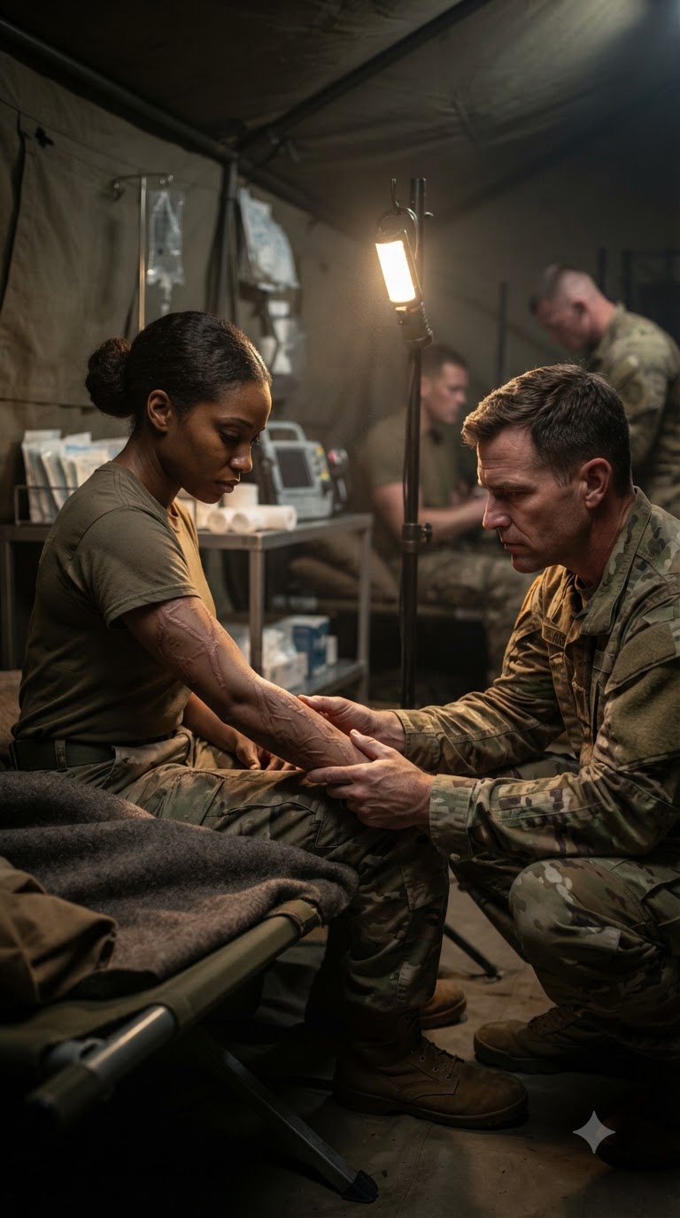 The Base Bully Ripped the Tiny Recruit’s Sleeve to Humiliate Her—Then the Commander Saw Her Scars and Went Deathly Pale