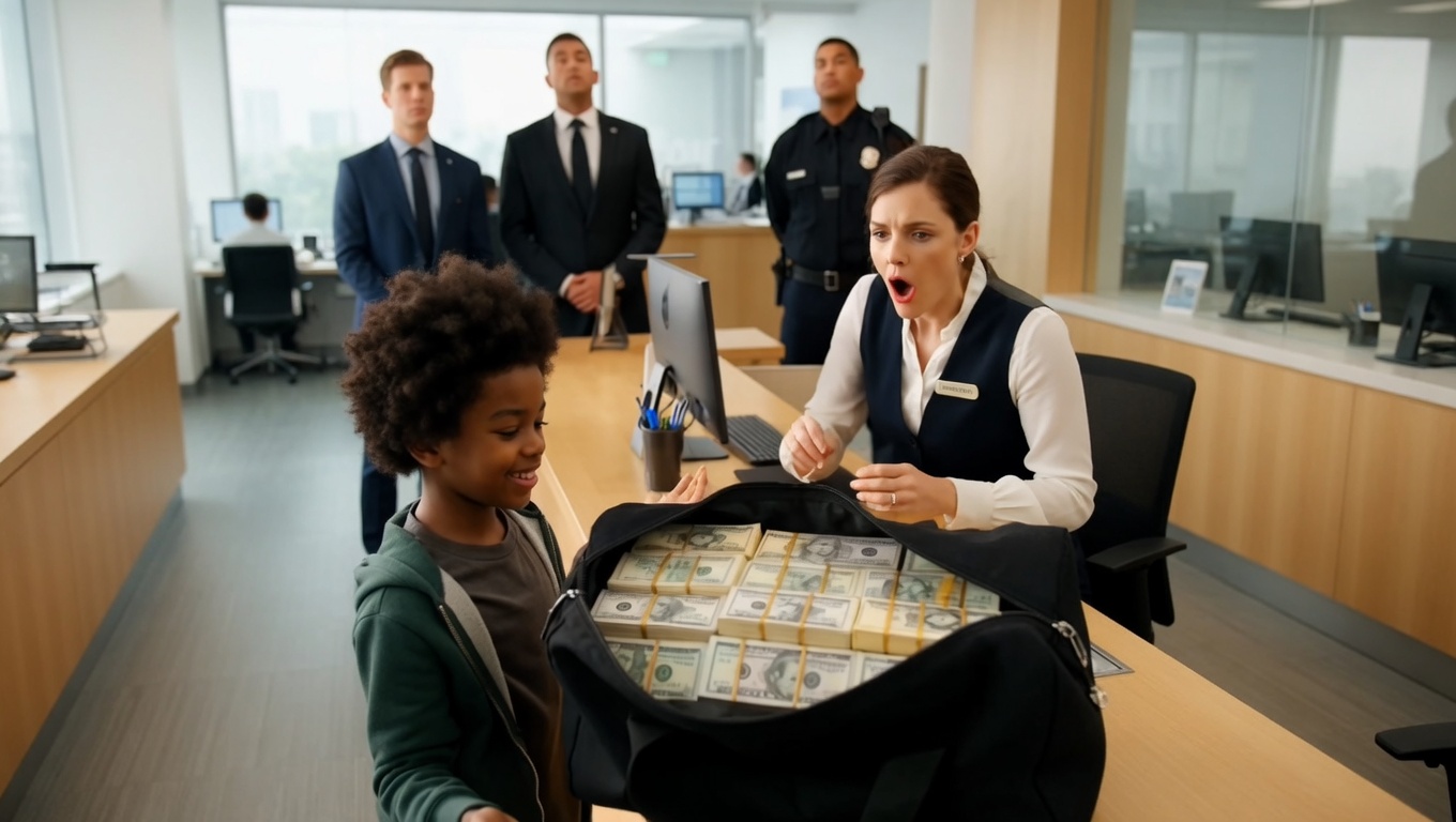 The teller unfolded the note with trembling fingers.
