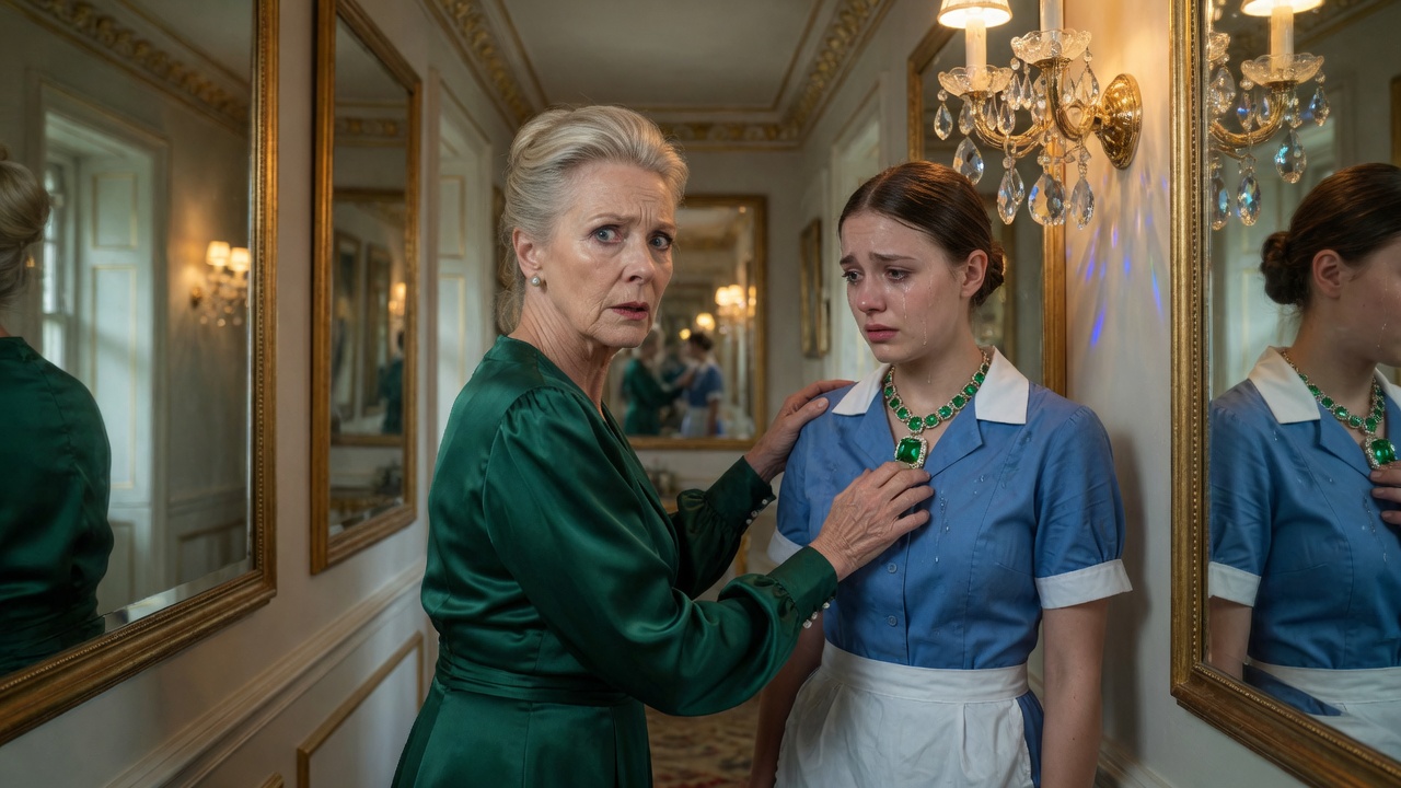 The older woman’s fingers dug sharply into the crisp fabric of the maid’s shoulder