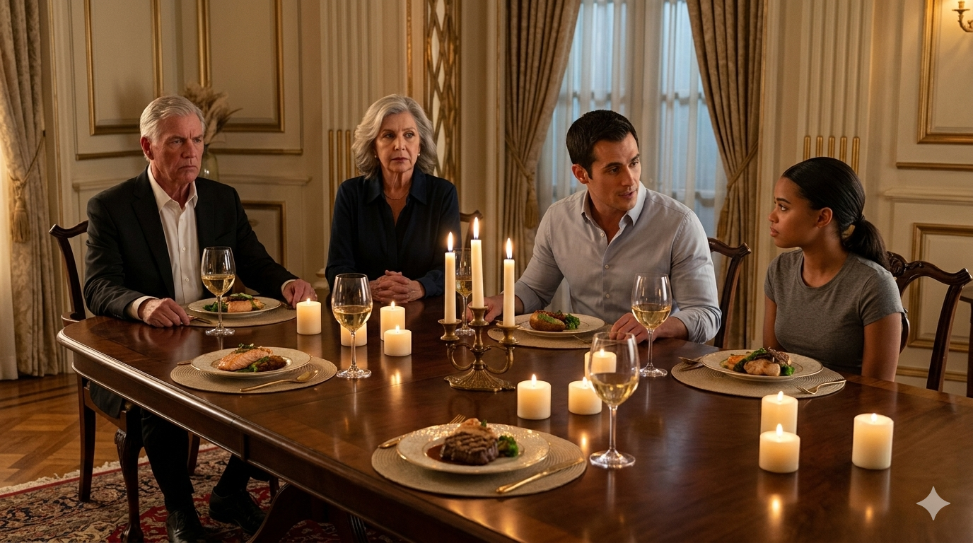 The silver-plated fork hit the Royal Doulton china with a sharp