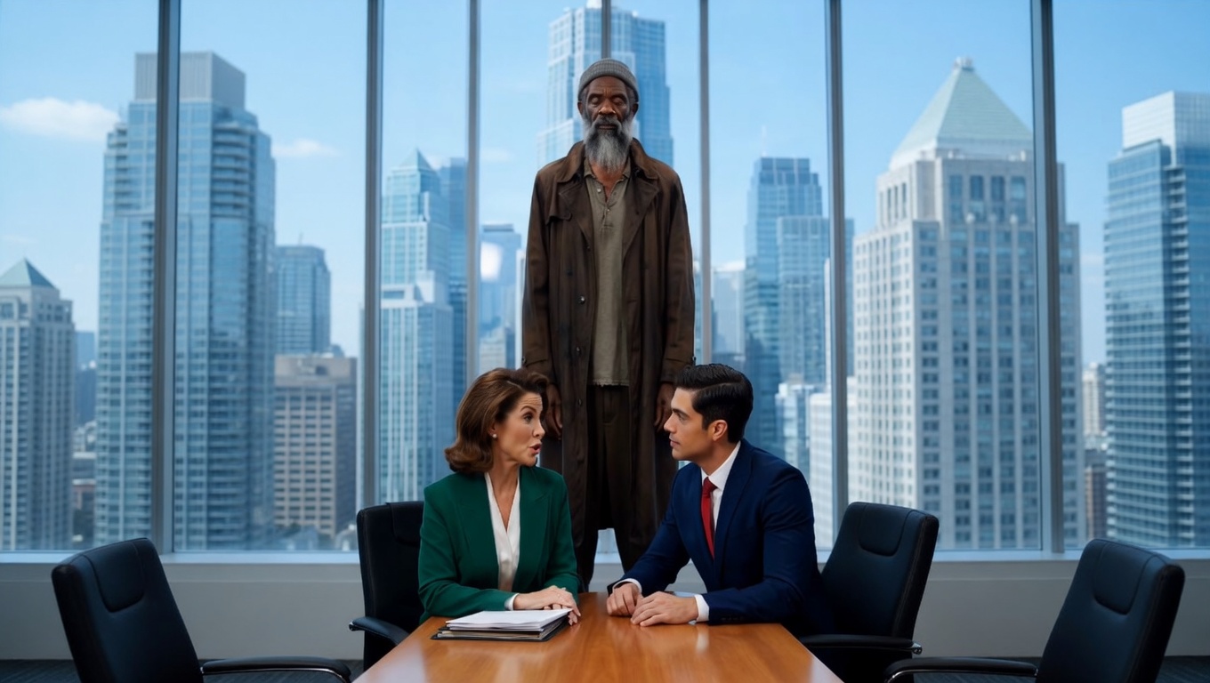The polished mahogany boardroom table reflected the harsh overhead fluorescent lights, casting a sterile glow over the three people inside. Marcus stood at the far end, looking entirely out of place. His coat was frayed at the cuffs, his posture slightly stooped from years of carrying the weight of being the office nobody. To anyone passing by, he looked like a man who had come to beg for his job back, or perhaps a meager severance package.