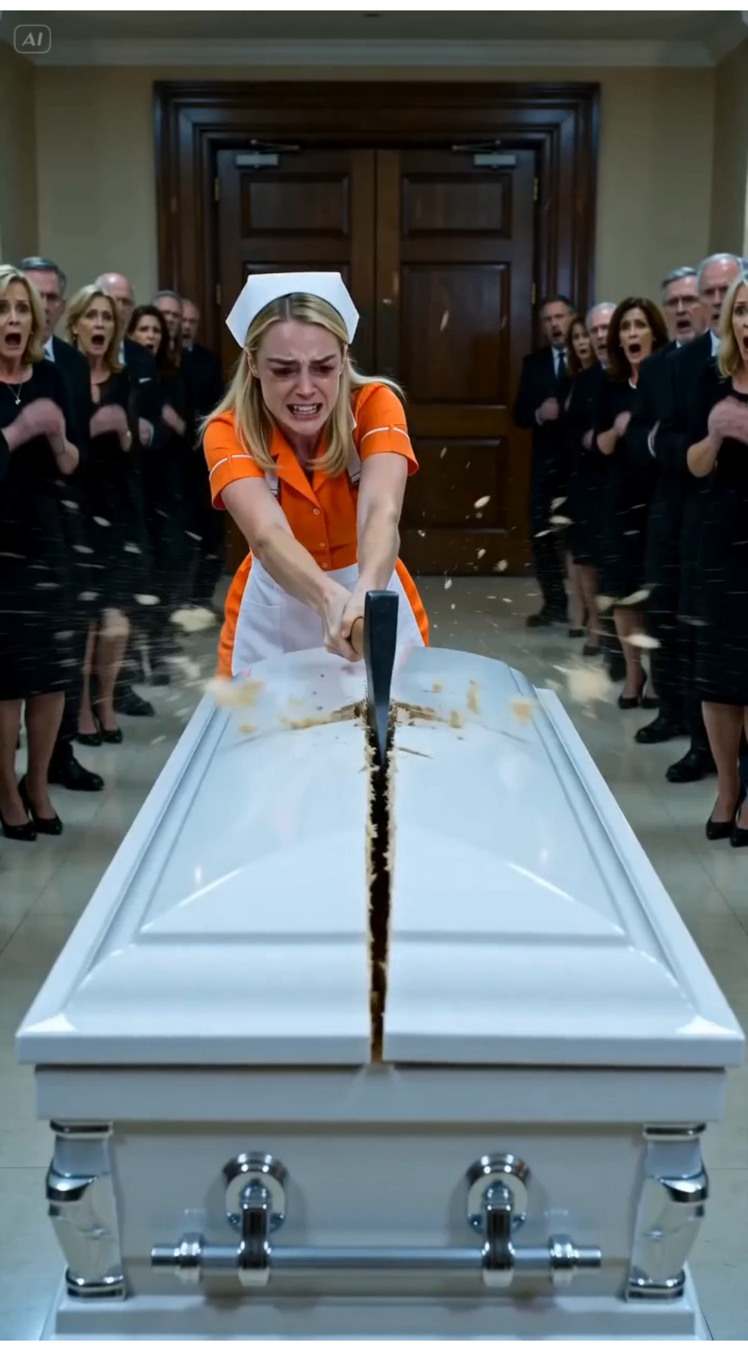 PART 1 :   The funeral parlor smelled of fresh lilies and heavy, suffocating silence—the kind of artificial quiet that people trust far too easily because it mimics peace.
