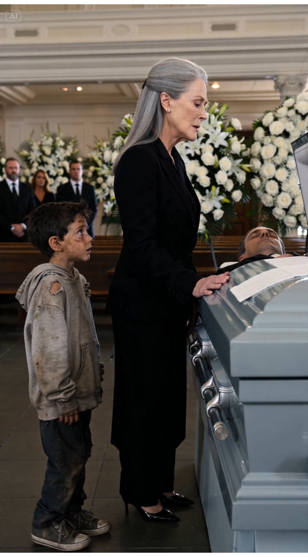 The funeral room was so quiet that the faint, rhythmic ticking of the grandfather clock in the corner sounded like an accusation. Every breath felt too loud, an impolite disruption of the carefully curated silence.