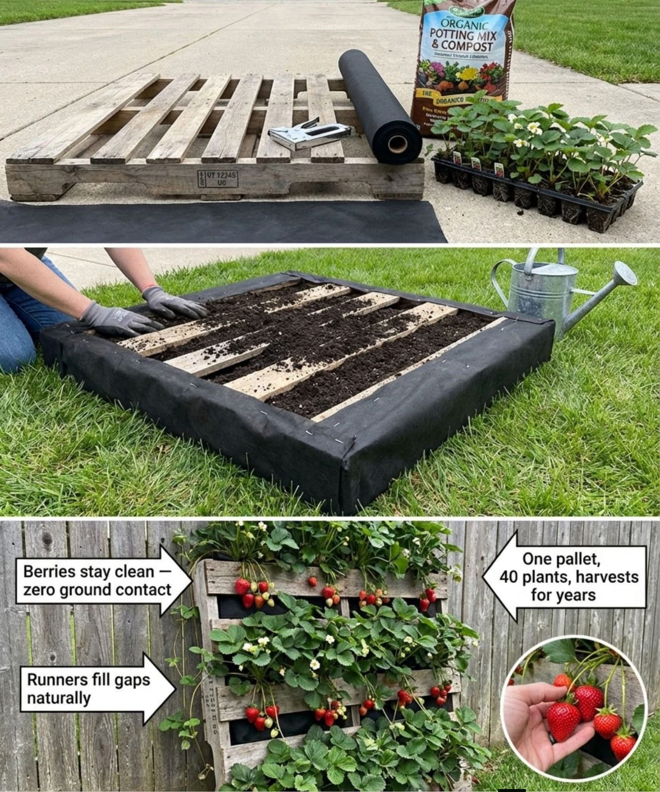 Turn One Wooden Pallet Into a Strawberry Garden That Produces for Years