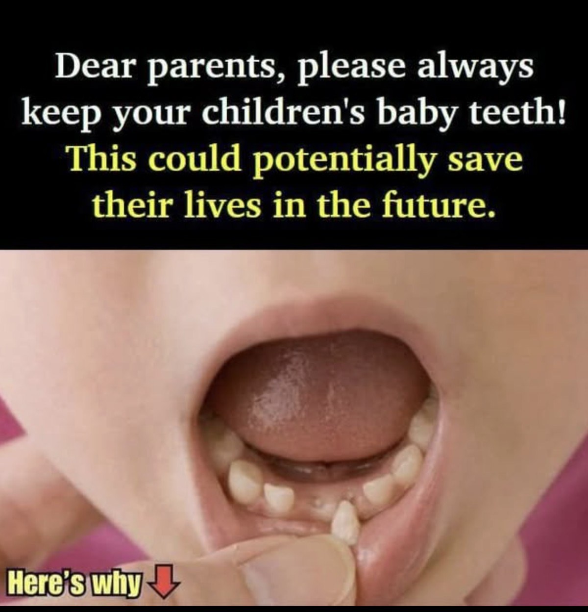Keep baby’s teeth: They can save your child’s life in the future