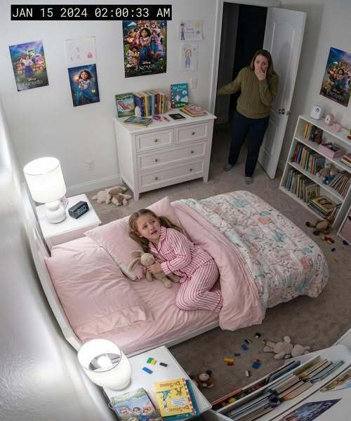 My eight-year-old kept telling me her bed felt “too tight.” At 2:00 a.m., the camera finally showed me why.