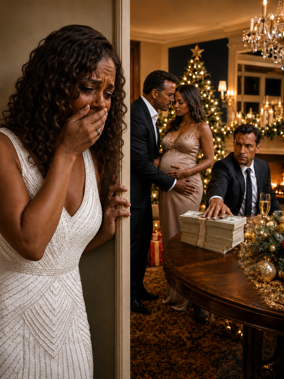 On Christmas Eve, I Heard My Husband Whisper “It’s Our Baby” To His Pregnant Mistress… Then Her Husband Put $200,000 In Front Of Me And Told Me Not To Divorce Him Yet…