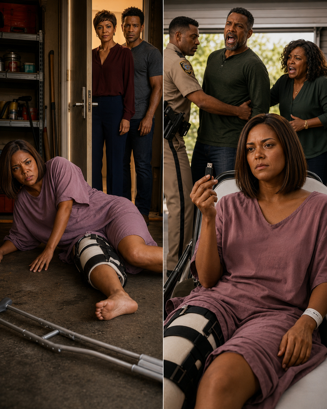 I had just gotten home from the hospital with a shattered femur when my mother-in-law kicked my crutches out from under me. I hi:t the hardwood floor screaming in agony, only for my husband to grab me by the throat and whisper, “Mom wants the master bedroom, so you’re sleeping in the garage.”