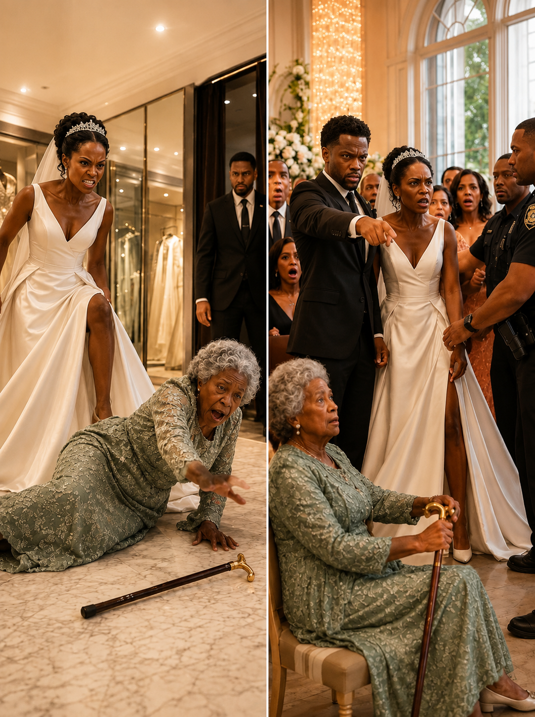 During her VIP wedding dress fitting, I caught my fiancée kicking my mother’s cane away. “Pick up my train, you clumsy old bat,” she hissed as my mother stumbled to the floor.