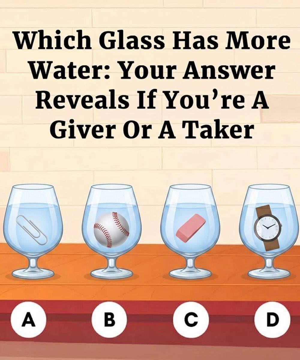 Which Glass Has More Water? Your Answer Reveals If You’re a Giver or a Taker