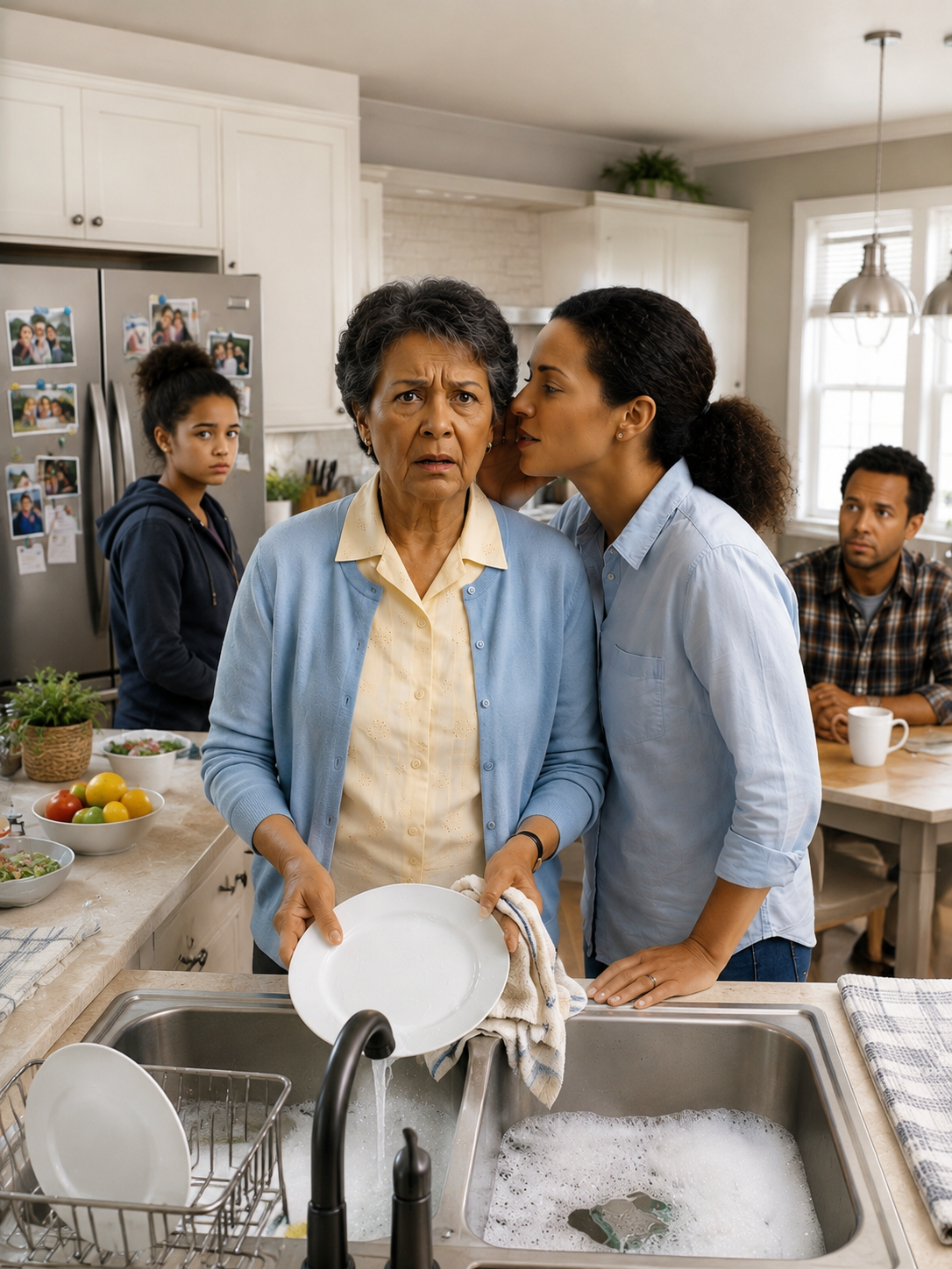 After a family dinner, while I was cleaning up in the kitchen, my daughter-in-law leaned close and whispered, “You old witch, I only tolerate you because of my husband.” I laughed it off and replied, “Don’t worry, you won’t be seeing me anymore.” The very next day, I had the locks on the house changed and