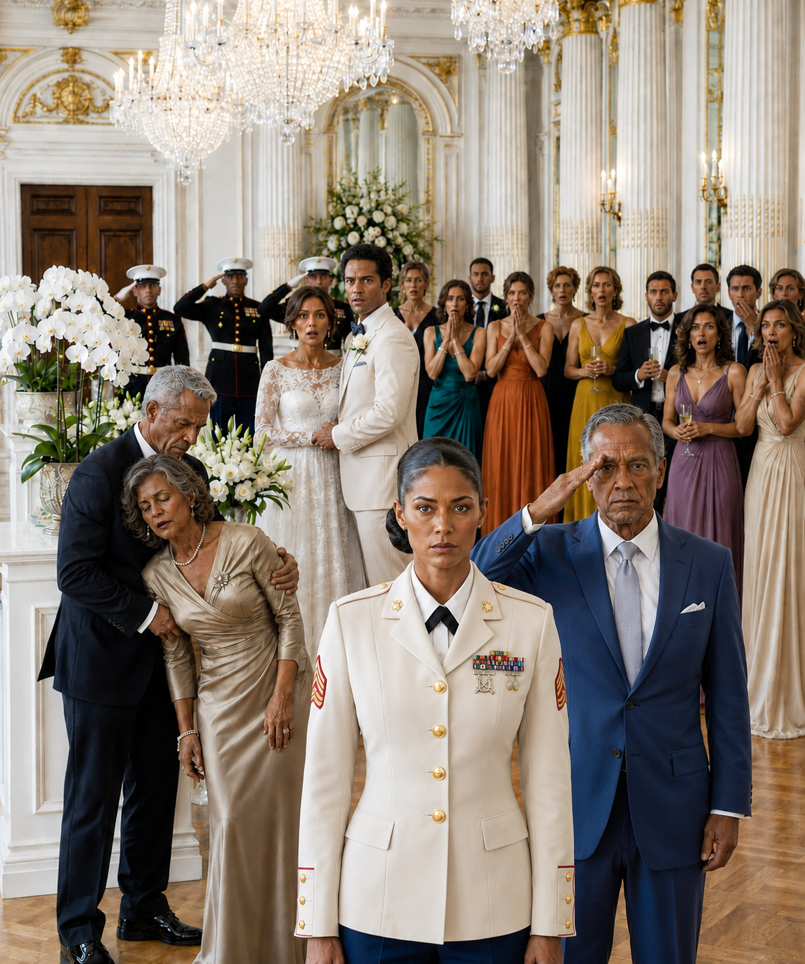 My parents begged me not to wear my uniform to brother’s wedding. “The military is embarrassing.” But I walked in wearing my dress blues – a silver star on my chest. 150 guests went silent. 12 veterans stood up: “Silver star in the room!” My family froze.