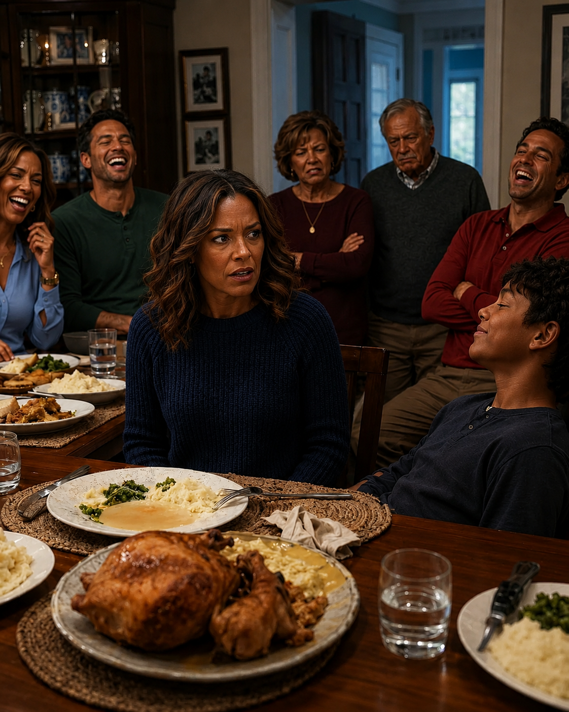 My sister’s son spit into my plate at dinner and said, “Dad says you deserve it.” Everyone laughed. I quietly got up and left. That night,