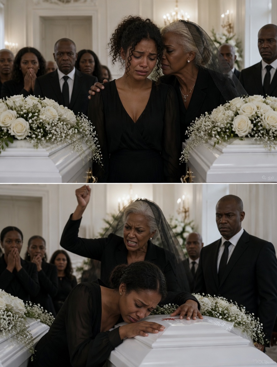 At my twins’ funeral, my mother-in-law leaned over their tiny coffins and whispered:  “Maybe God knew you were never meant to raise children.”  I felt something inside me crack instantly.  Fighting back tears, I quietly replied, “Please… not today.”  That was when she struck me across the face.  The force sent me stumbling forward into my son’s small coffin as gasps echoed through the chapel. Then, without losing the polite smile she wore for the guests, she leaned close and whispered:  “Stay quiet… unless you want your life destroyed too.”  But what happened next would slowly unravel secrets their family had spent years hiding.  The chapel smelled of roses, candle smoke, and rain drifting in from the storm outside. My twins, Ethan and Ella, rested side by side in matching ivory caskets far too small and beautiful for a moment this heartbreaking.  I hadn’t slept properly in days.  Grief had hollowed me out completely.  My husband, Michael, stood beside me staring at the floor with an unreadable expression. Next to him was his mother, Victoria — elegant in black lace, makeup flawless, eyes completely dry.  Everyone called her graceful.  They had no idea who she truly was behind closed doors.  For months, they had quietly painted me as unstable.  Too emotional.  Too exhausted.  Too overwhelmed to trust.  When the twins first became sick, Victoria constantly told doctors I was overreacting. Michael signed paperwork without explaining anything to me. After the babies passed away, documents and medical records suddenly became difficult for me to access.  And I noticed every detail.  As blood slowly trickled near my temple, my thoughts became strangely calm.  Victoria believed grief had weakened me.  Michael believed silence meant surrender.  But they both forgot who I was before marriage taught me to stay quiet.  Before motherhood.  Before their family convinced me my voice no longer mattered.  What they forgot was this:  Before I met them…  …I worked financial crimes investigations for the state prosecutor’s office.  And without them realizing it…  …I had already started uncovering secrets capable of bringing their perfect family crashing down.  Continuation in the pinned first comment…