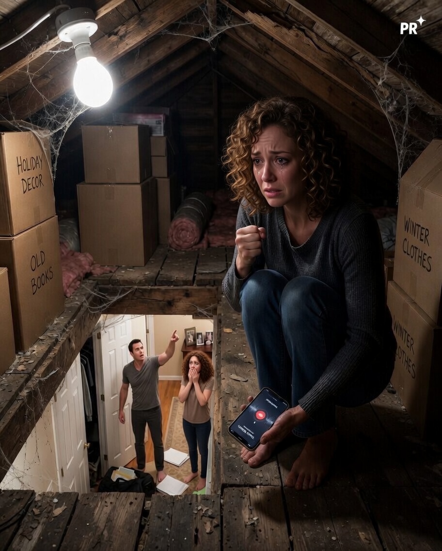 My sister called me at midnight and whispered, “Turn off every light. Go to the attic. Don’t tell your husband.” I thought she was losing her mind — until I looked through the floorboards….