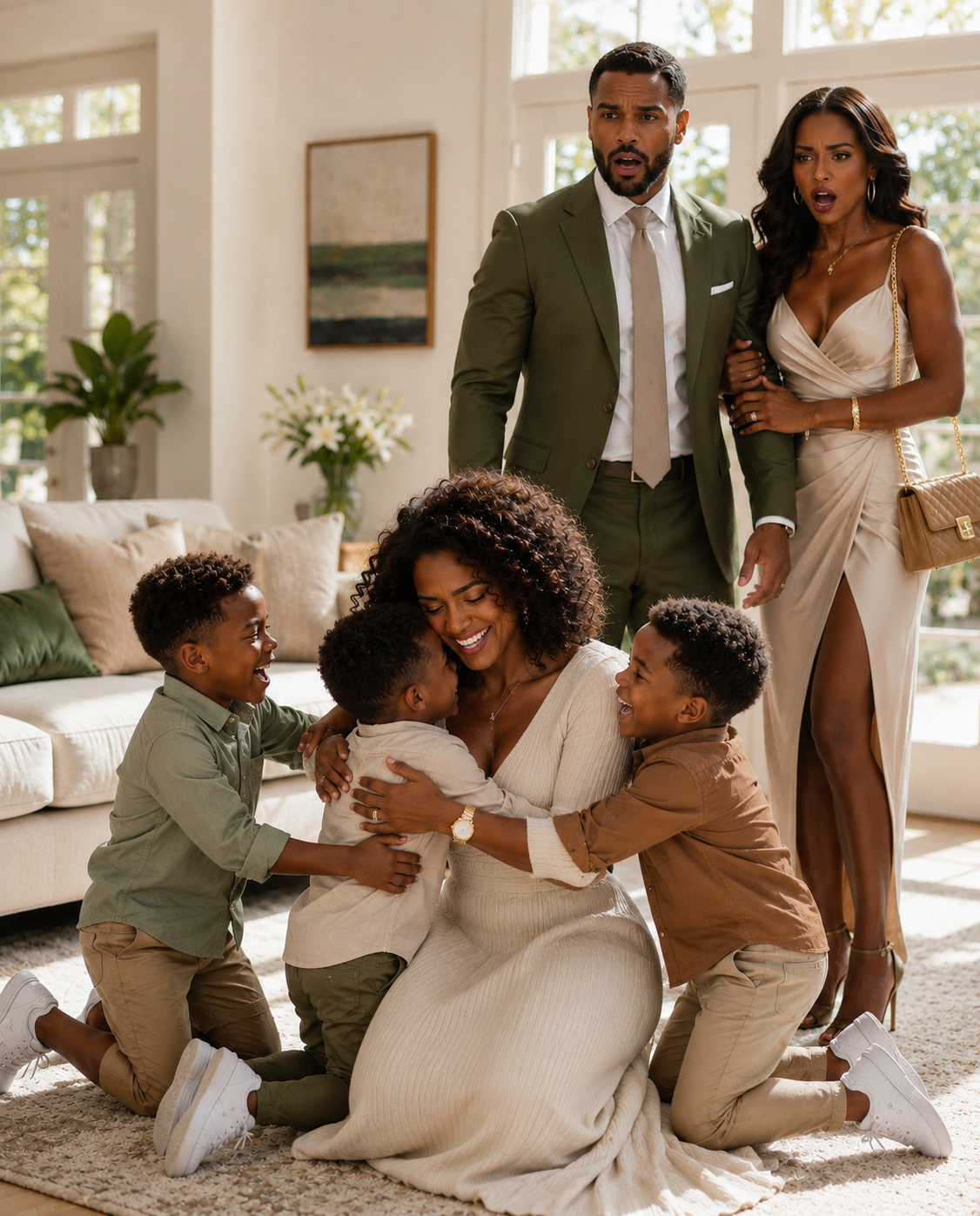 My Billionaire Ex-Husband Sat Beside Me on a Flight Just to Humiliate Me—Then Three Little Boys Ran Out of a Bentley Calling Me “Mom”
