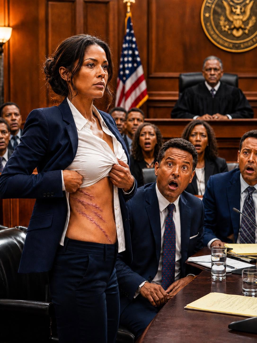 In the middle of our divorce hearing, my husband mocked my 20 years working at his restaurant and said, “You were just a pack mule.” I didn’t scream, I just stood up, opened my jacket, and showed him the scars he thought were buried forever