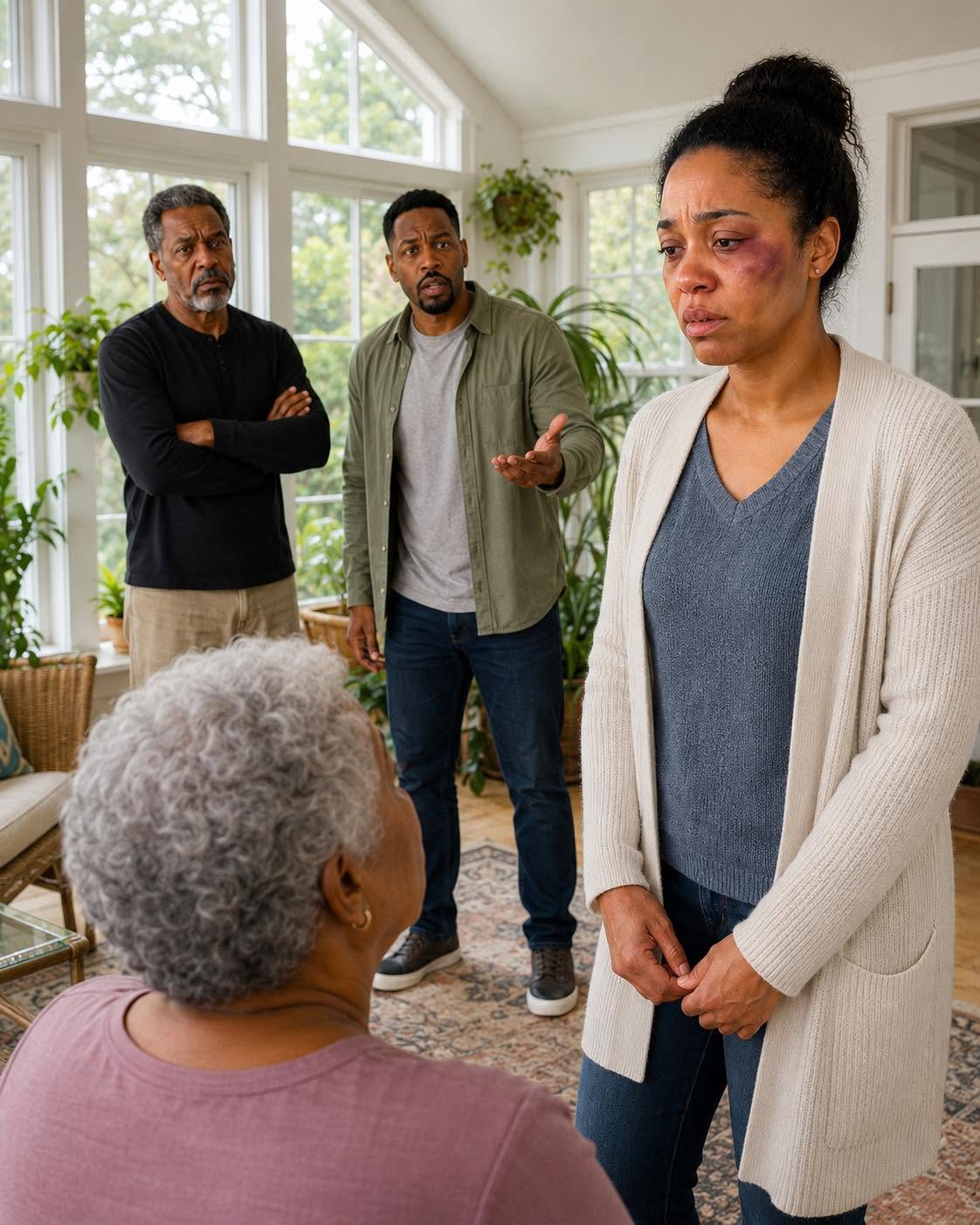 My Father Took One Look at My B.r.u.i.s.e.d Face on My Birthday — Then My Husband Said Something That Made the Entire Room Go Silent