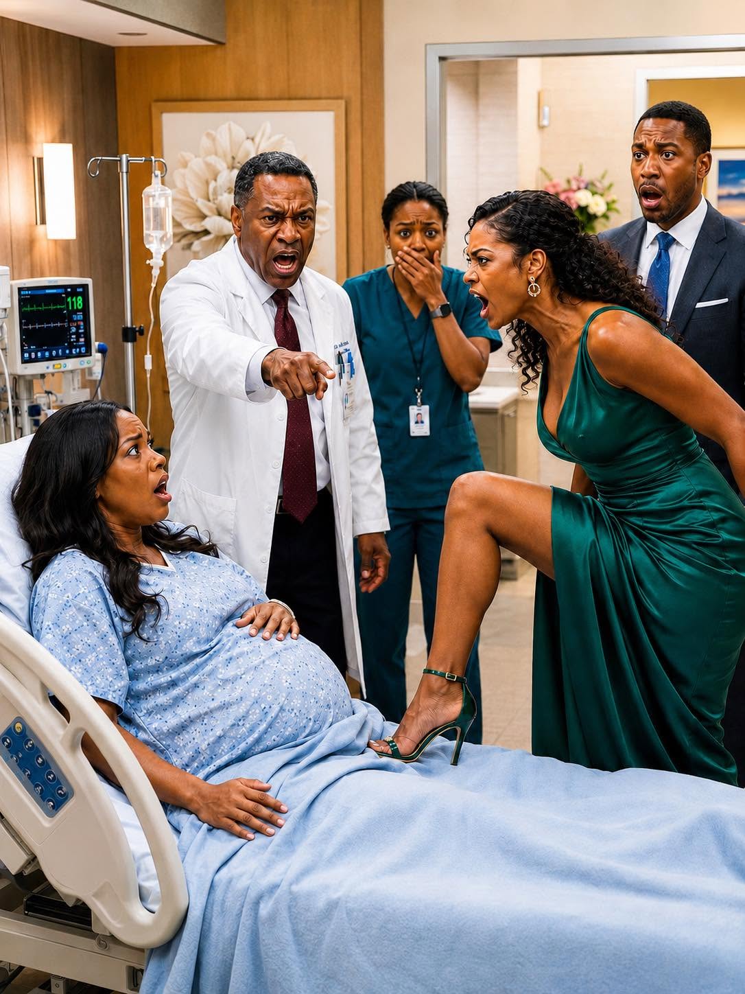 The Mistress Kicked His Pregnant Wife in a Hospital Hallway, but the Billionaire Froze When the Director Said, “Touch My Niece Again.”