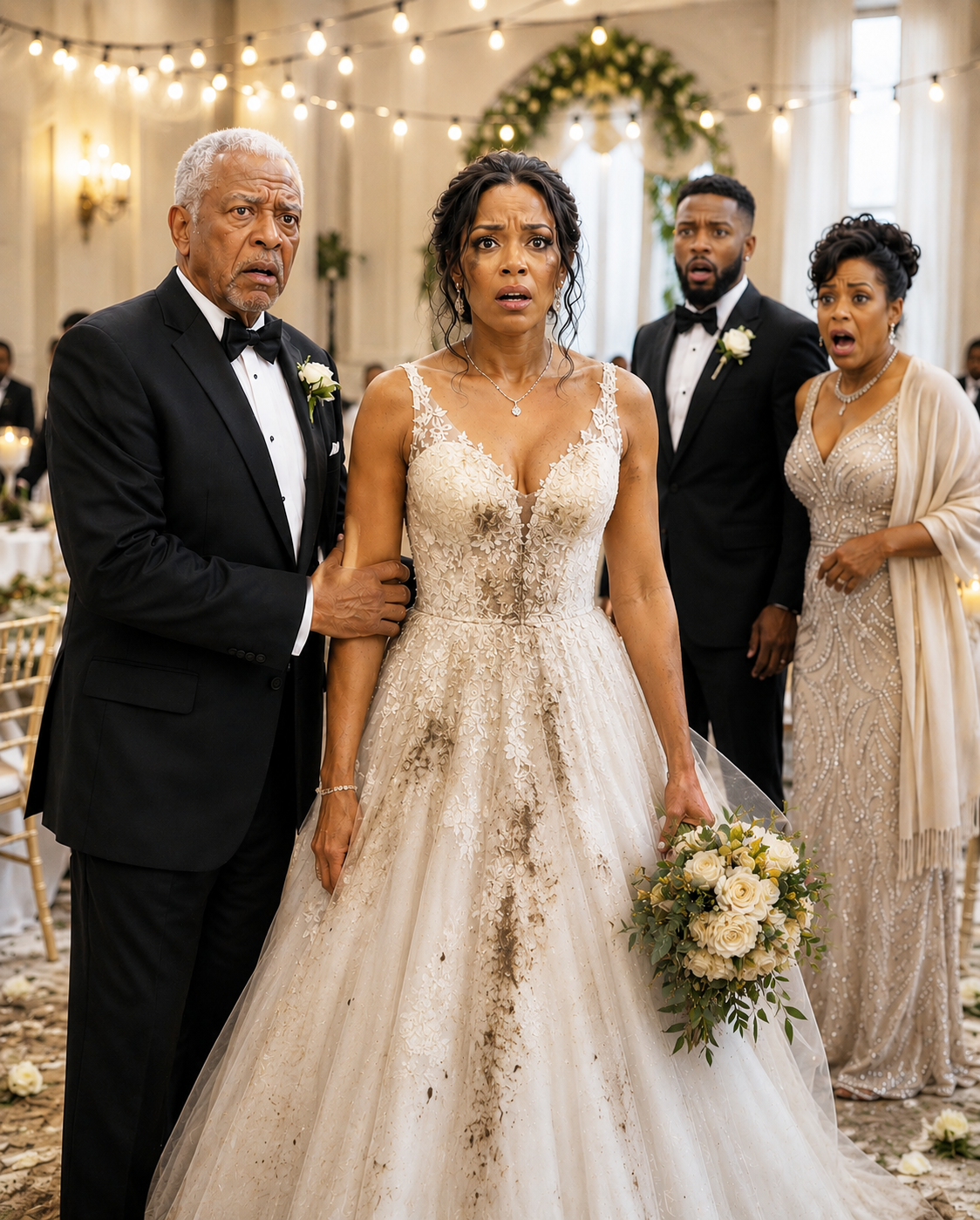 My mother-in-law poured something filthy over my wedding dress and left a note: “Know your place.” In front of 200 guests, I put it on anyway, took my father’s arm, and walked down the aisle without shedding a tear.