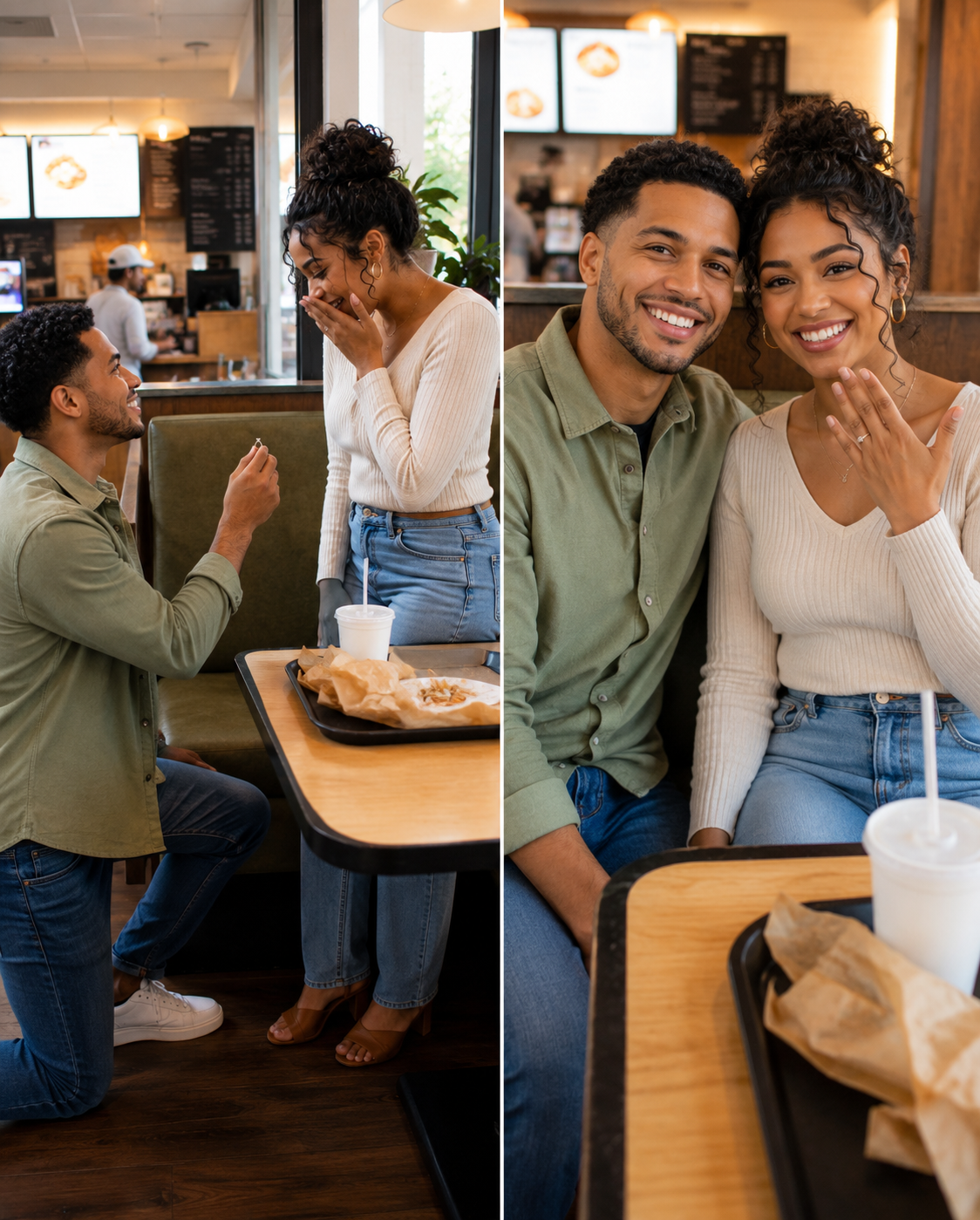 My Parents Teased My Fiancé for Proposing to Me in a Fast-Food Restaurant with a Simple Silver Ring – At Family Dinner, He Quietly Handed My Mom and Dad Two Identical Gift Boxes