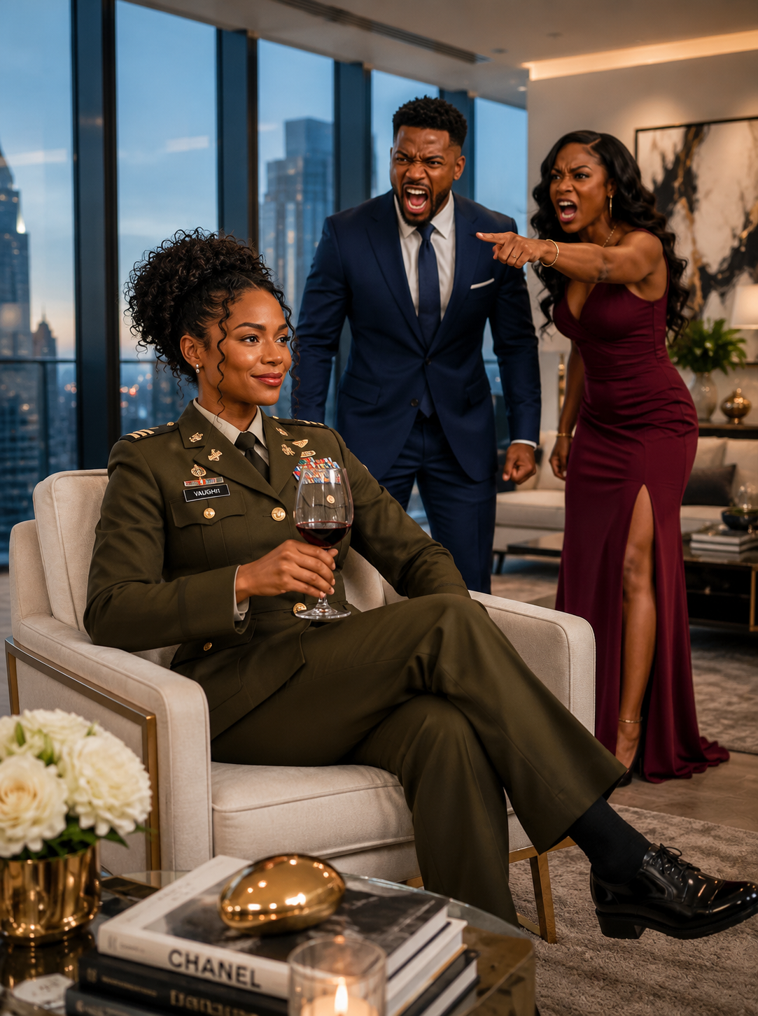 I stepped into my father’s luxury hotel gala in full military dress uniform, only for my stepmother to point her finger and snap, ‘Security, throw her out.’ My father just stood there, holding his champagne, without saying a word to protect me. But by midnight, after a single call to my lawyer, the hotel, the very land it sits on, and $24 million were legally back in my hands—and the woman who tried to humiliate me was outside my apartment, desperately pounding on the door.