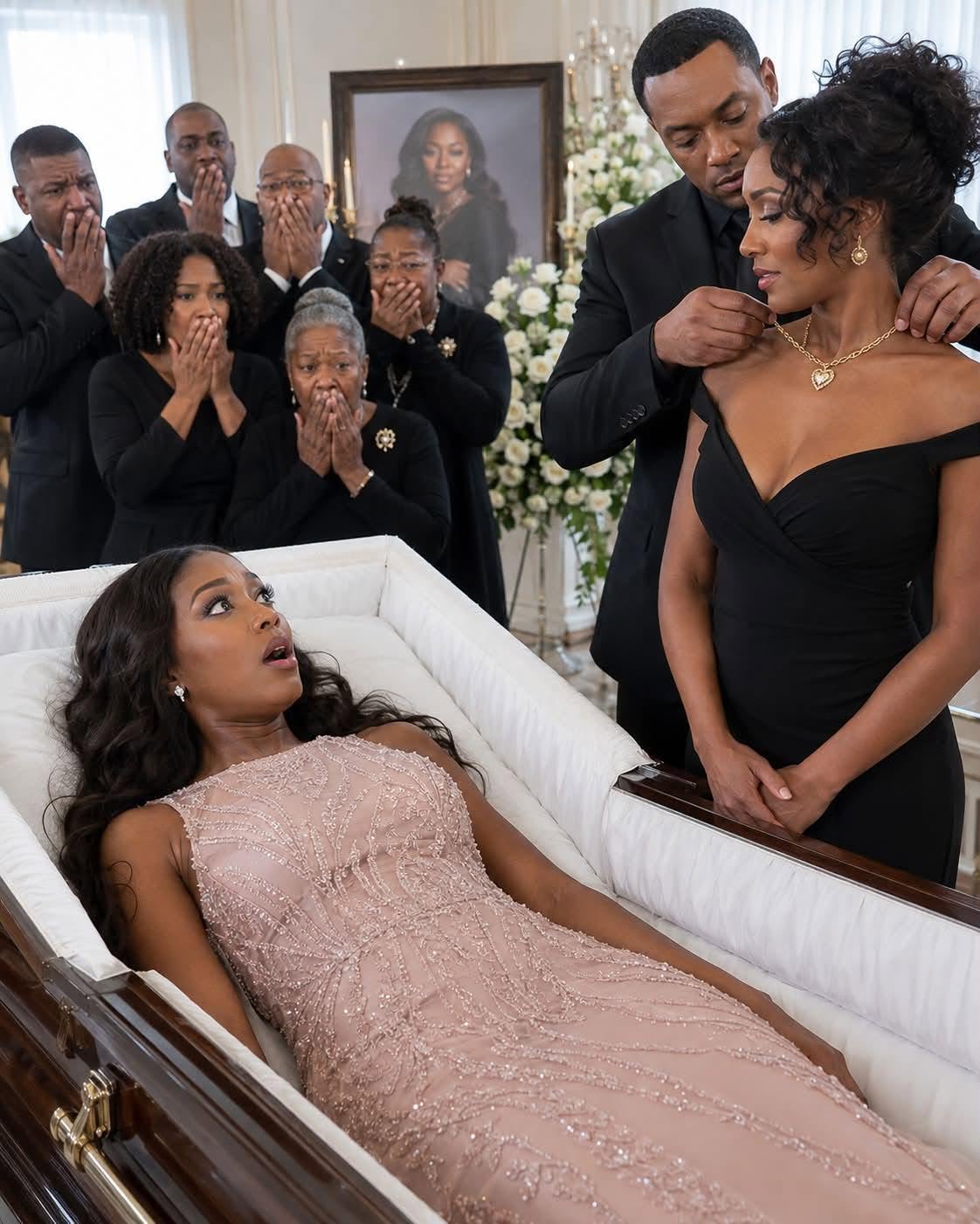 My Funeral Had Gone on All Morning When I Woke Up and Heard My Husband Putting My Gold Necklace on My Sister—“She Won’t Need It Anymore.” I Stayed Motionless in the Coffin as They Discussed a $500,000 Life Insurance Policy… Until They Revealed Who Had Prepared My Last Drink.