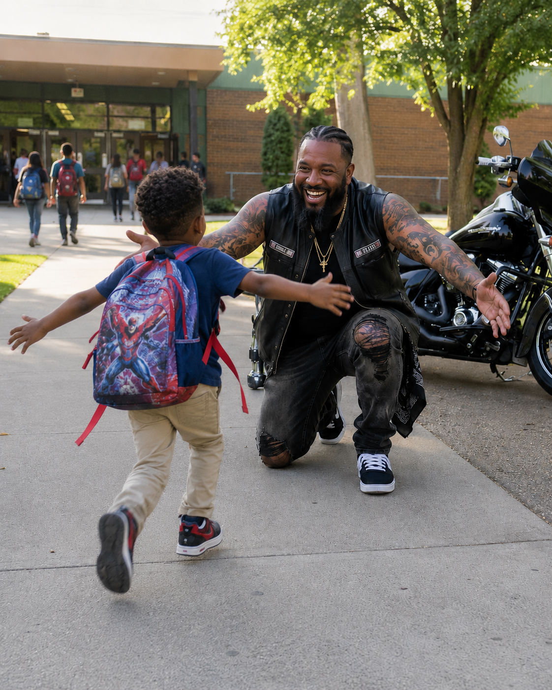 My Son Ran Into a Bearded Biker’s Arms—Then He Told Me a Secret That Changed Everything.