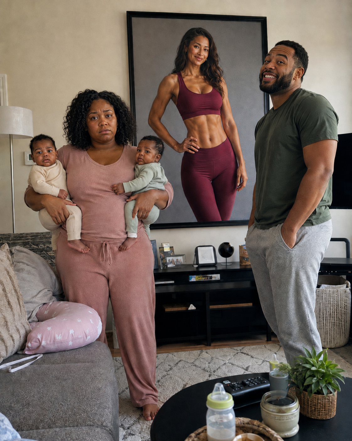 After Twins, My Husband Gave Me an AI Portrait of a Size-Zero Me—Then Froze at My Gift the Next Day