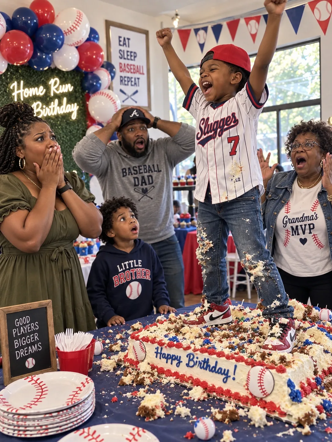 My nephew jumped into my son's birthday cake while the candles were still burning and shouted, "Mom said you'd laugh — and then I'd get a new iPhone